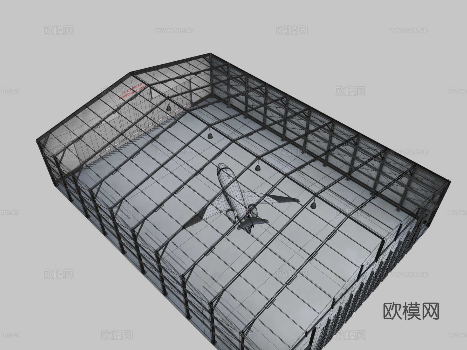 飞机机库3d模型下载（渲染图2）
