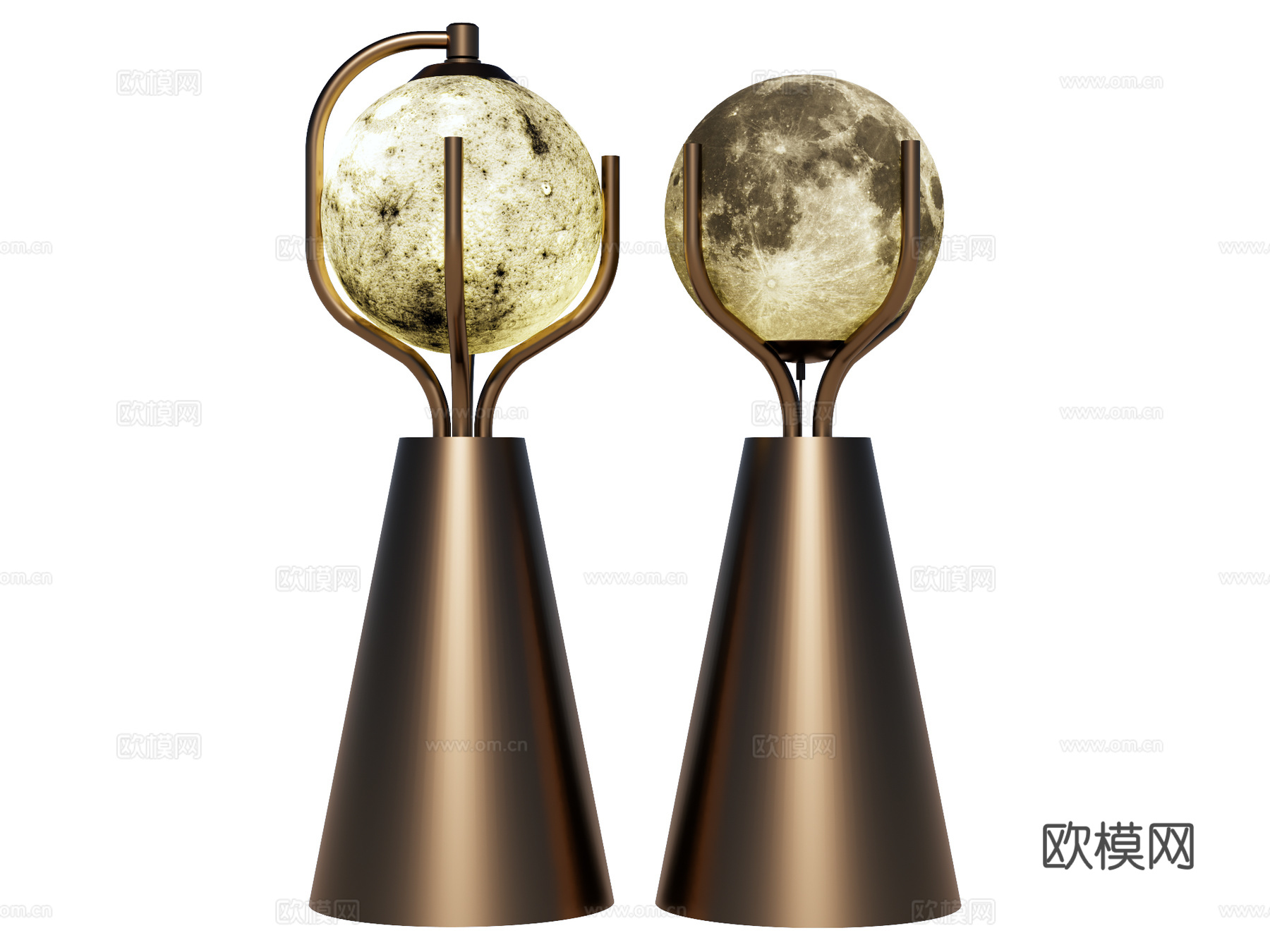 台灯 装饰灯具 氛围灯具 金属台灯 月球灯su模型