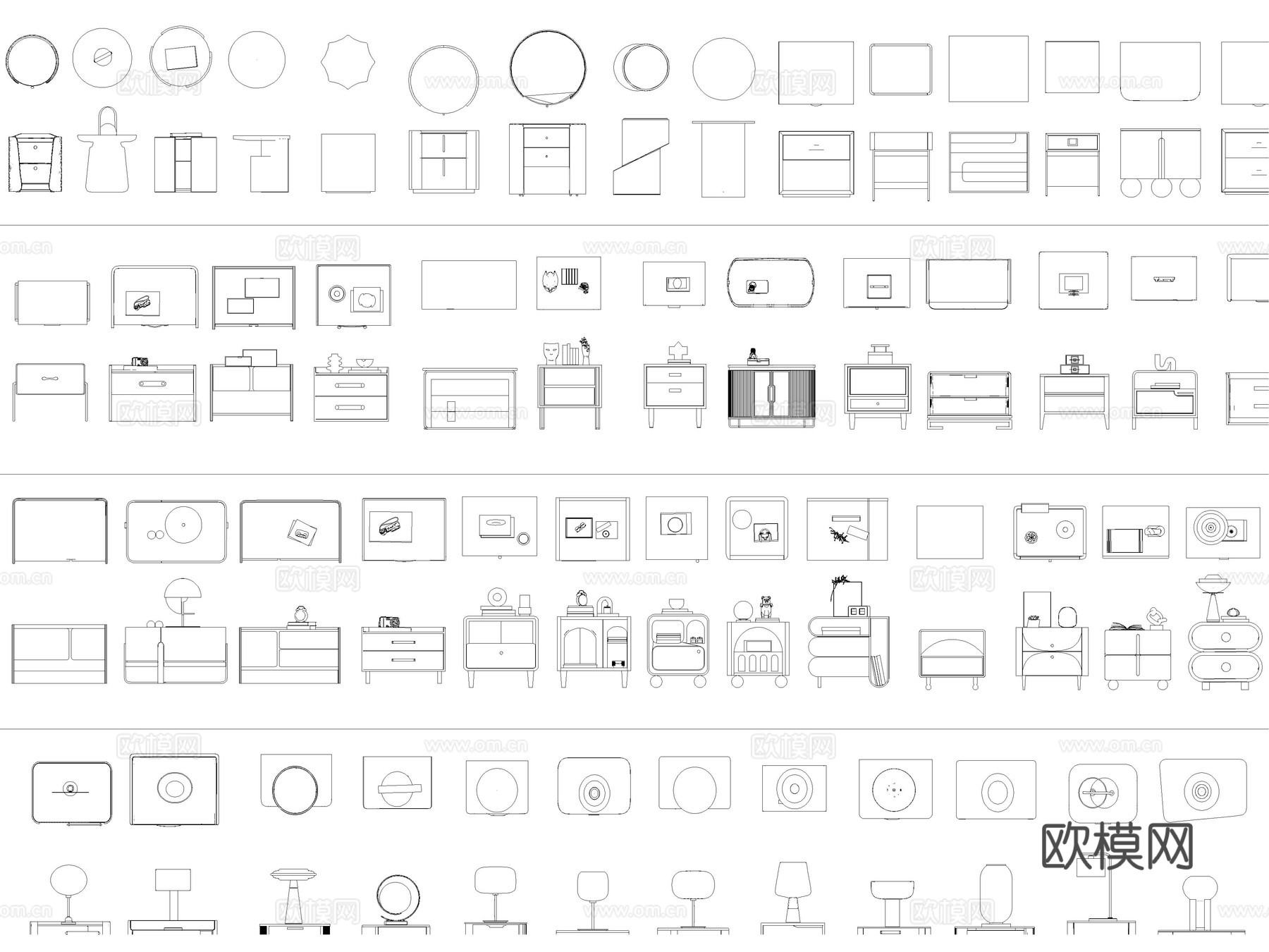 2026年最新床头柜床边柜床侧柜CAD图库cad施工图