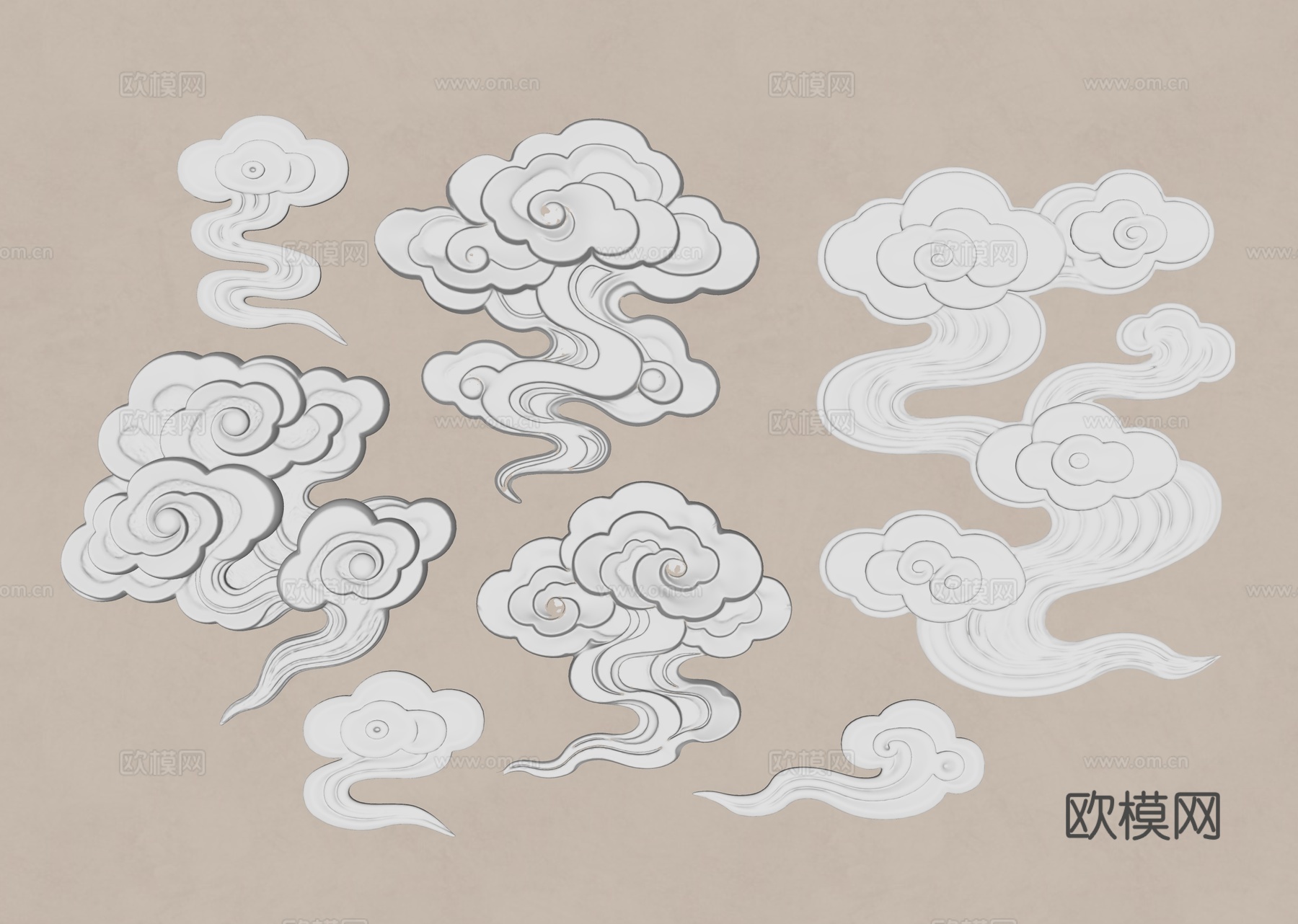 现代浮雕 浮雕挂件 浮雕装饰 祥云 祥云浮雕 祥云装饰su模型
