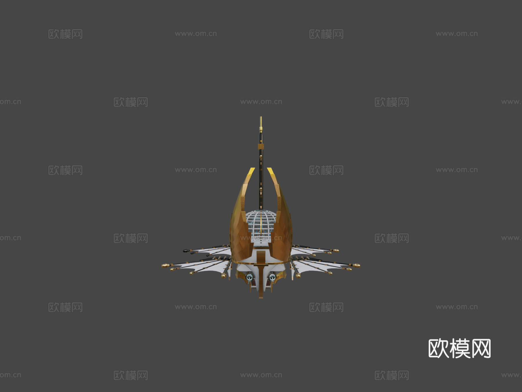 蒸汽朋克船概念3d模型下载（渲染图5）