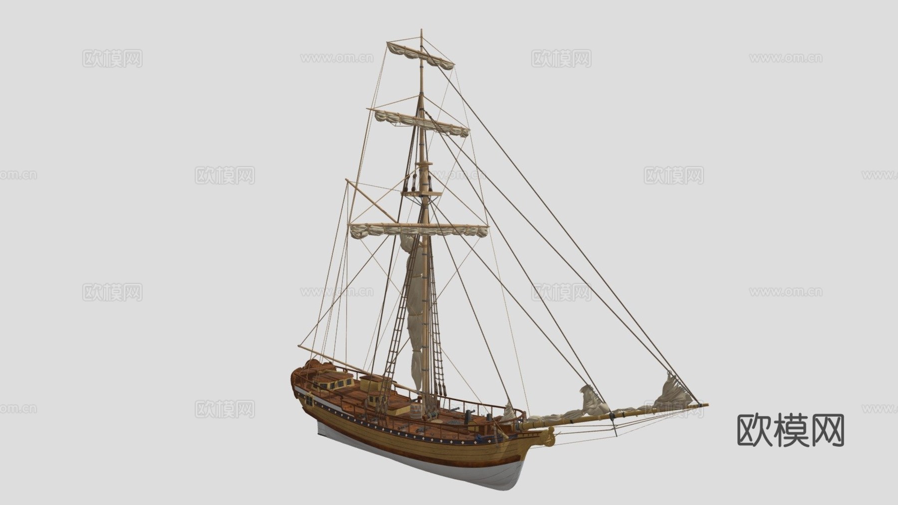 瑞典皇家游艇阿马迪斯3d模型下载（渲染图1）