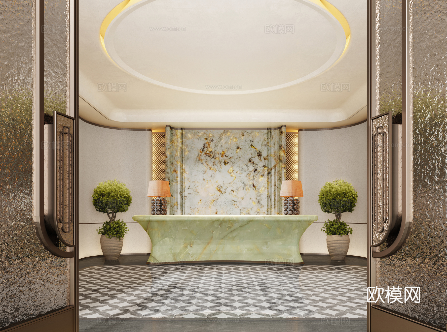 现代售楼处前台  接待厅 前厅水吧区 酒店大堂吧 水吧台 咖su模型