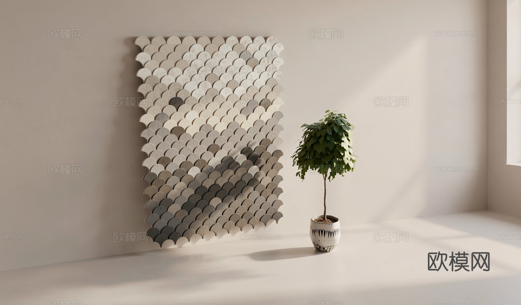 扇形渐变背景墙su模型