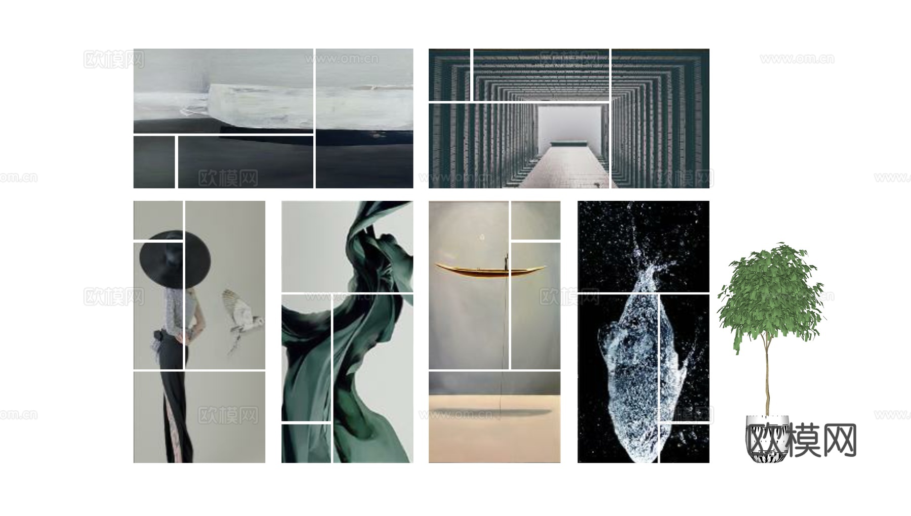 现代风格挂画su模型