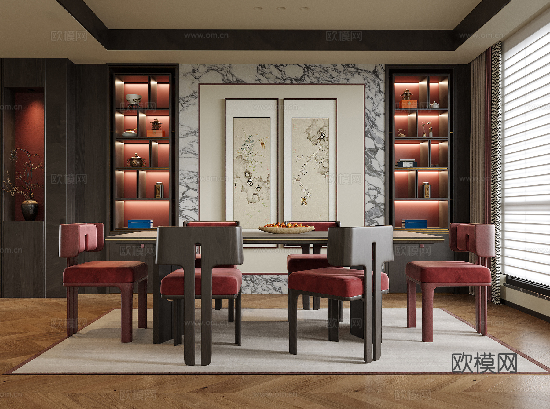 现代餐厅 餐桌椅su模型