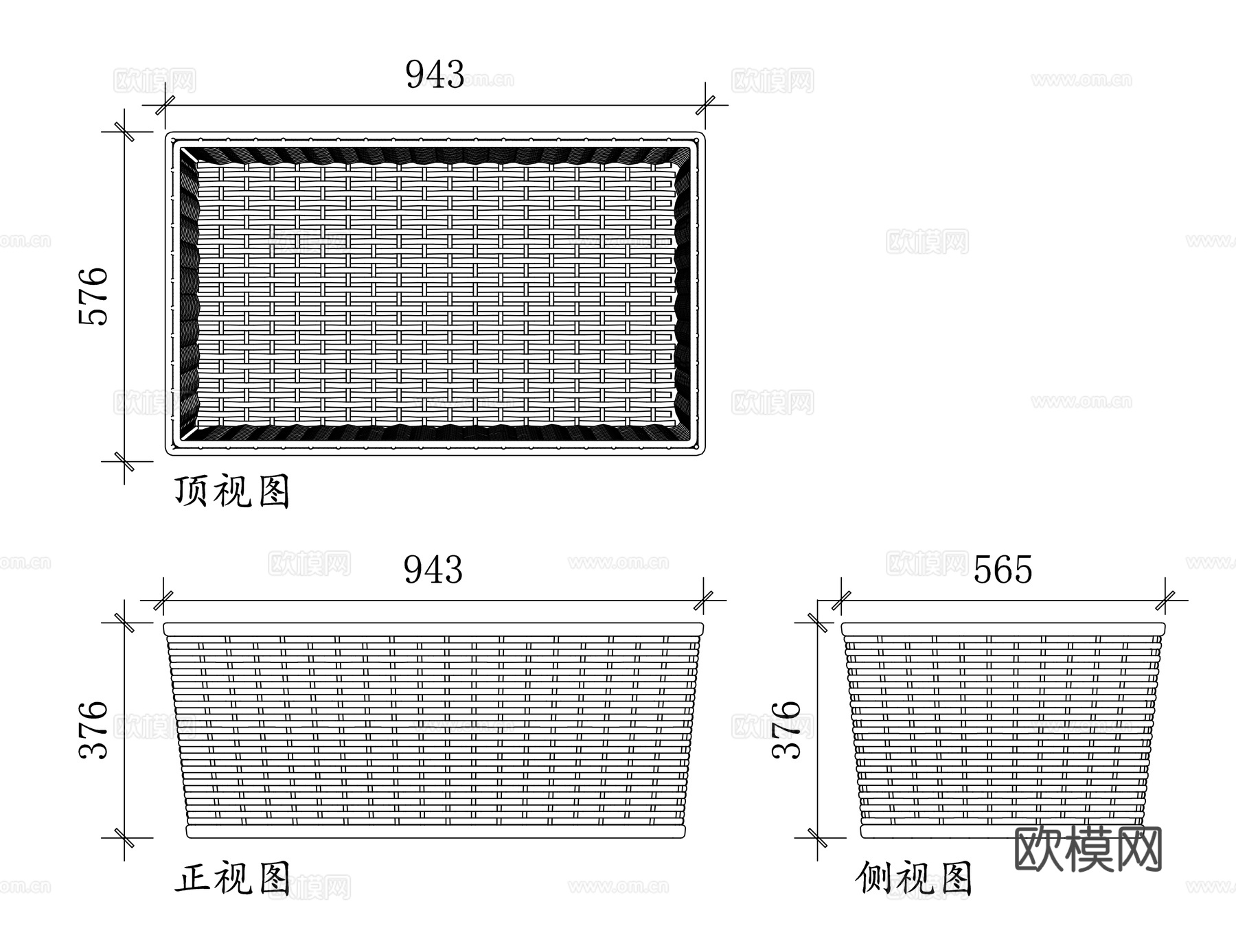 编织收纳筐 藤编储物篮 手工编织篮 草编收纳篮 柳编储物筐cad施工图