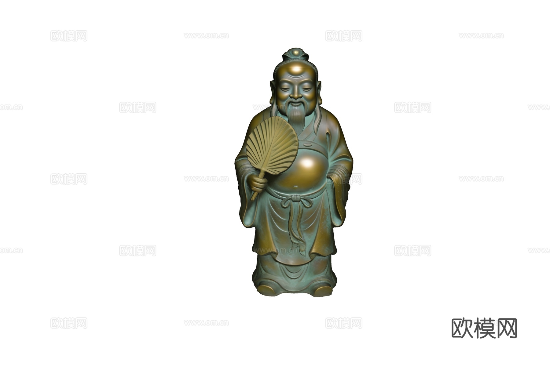 汉钟离青铜雕塑人物摆件su模型