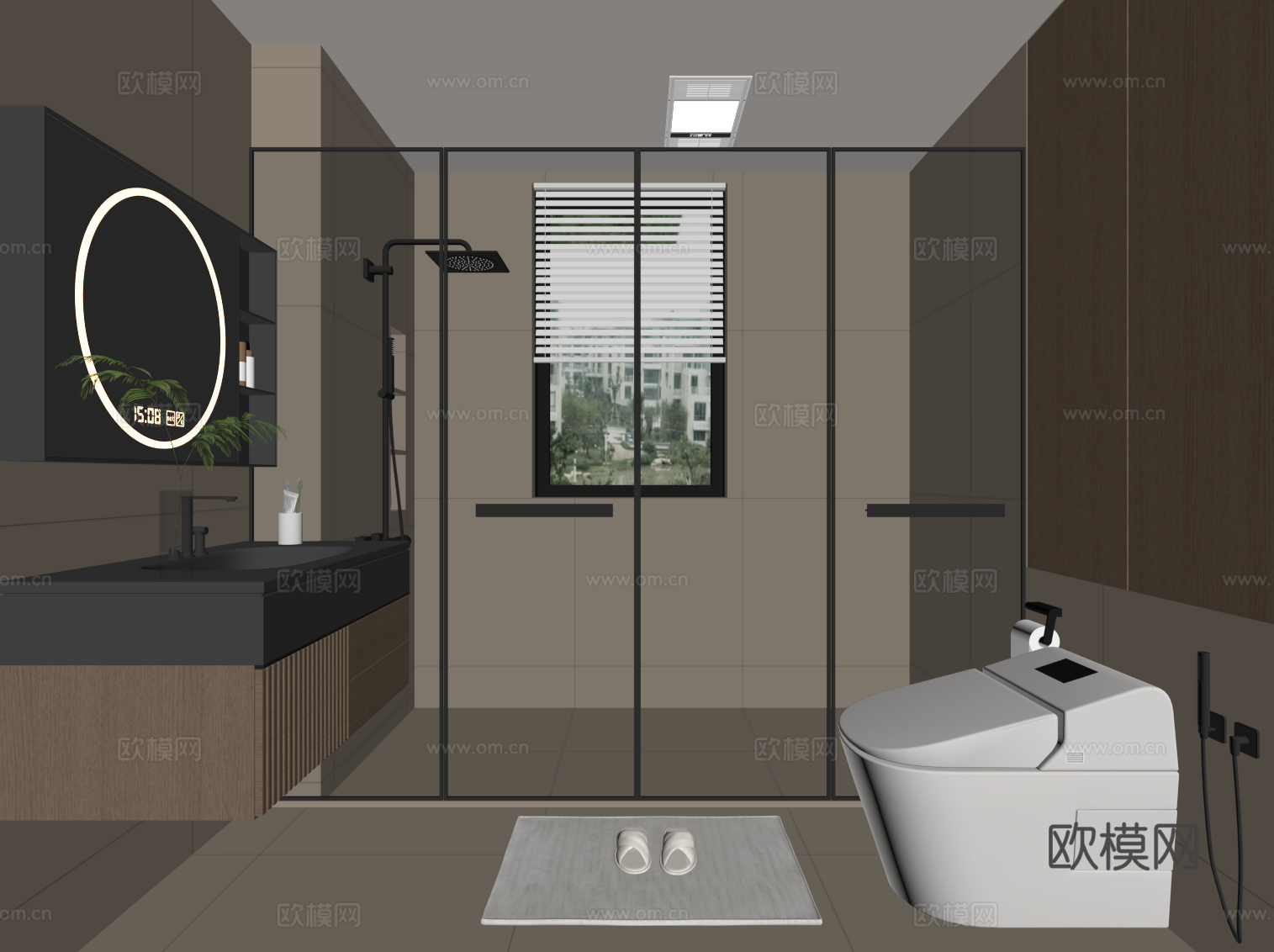 现代卫生间 浴室柜 马桶su模型