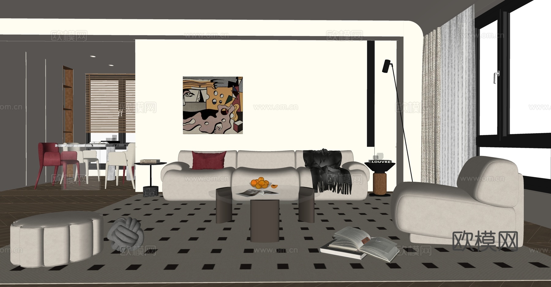 现代意式客餐厅su模型