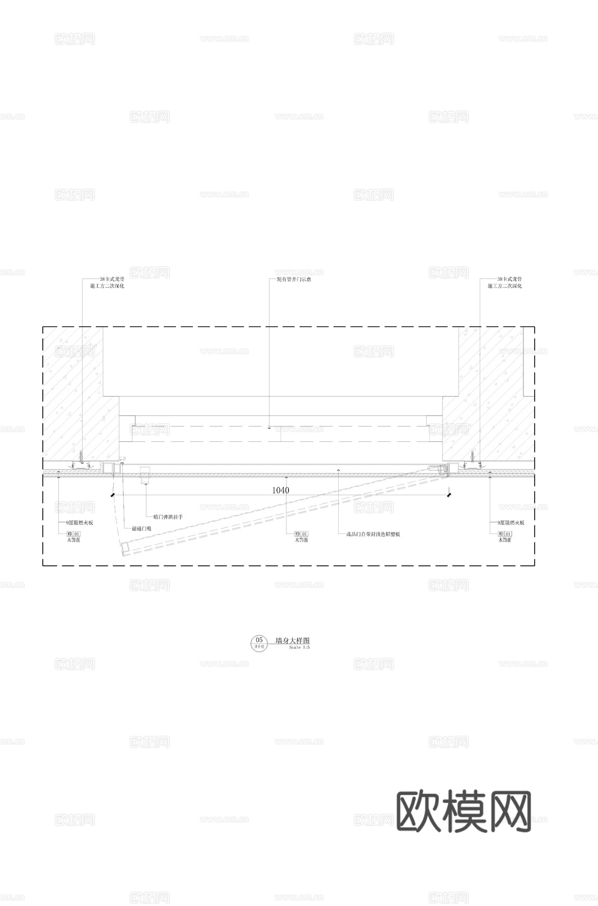 管井处隐形门节点cad施工图