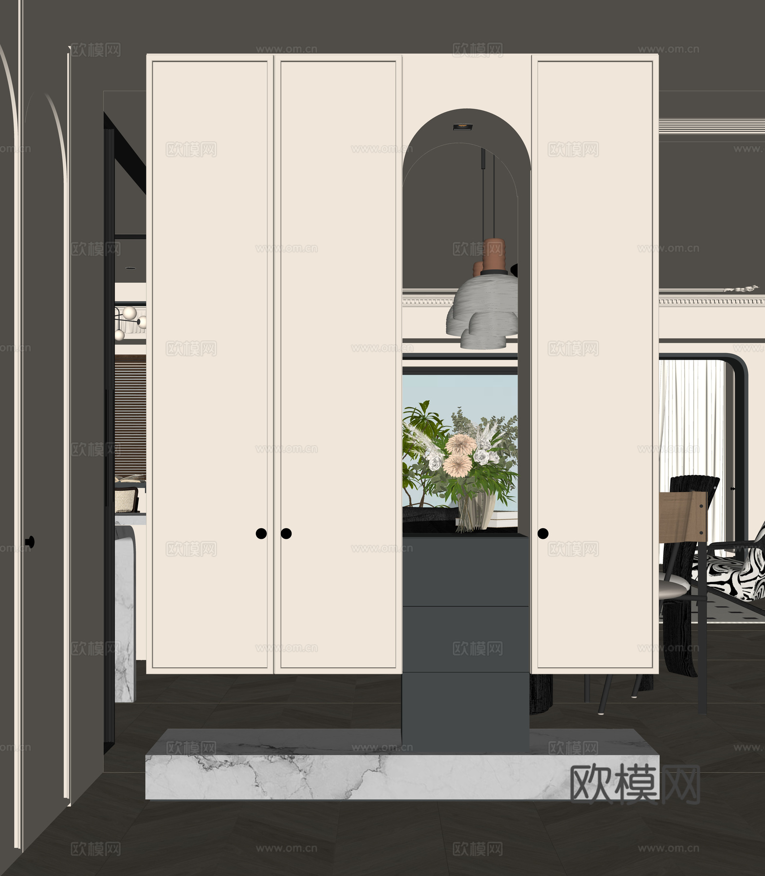 法式入户玄关su模型