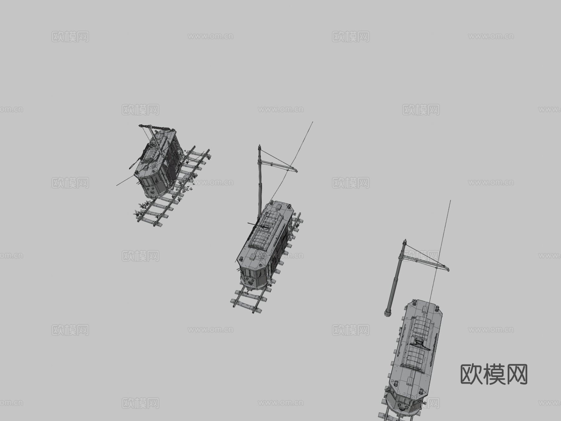 XYZ. 蒸汽朋克. 第2.4课 新旧碰撞有轨电车3d模型下载（渲染图3）
