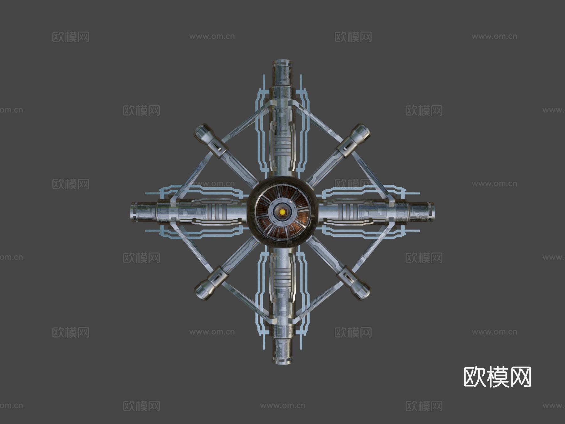 科幻空间站 - 转子枢纽3d模型下载（渲染图7）