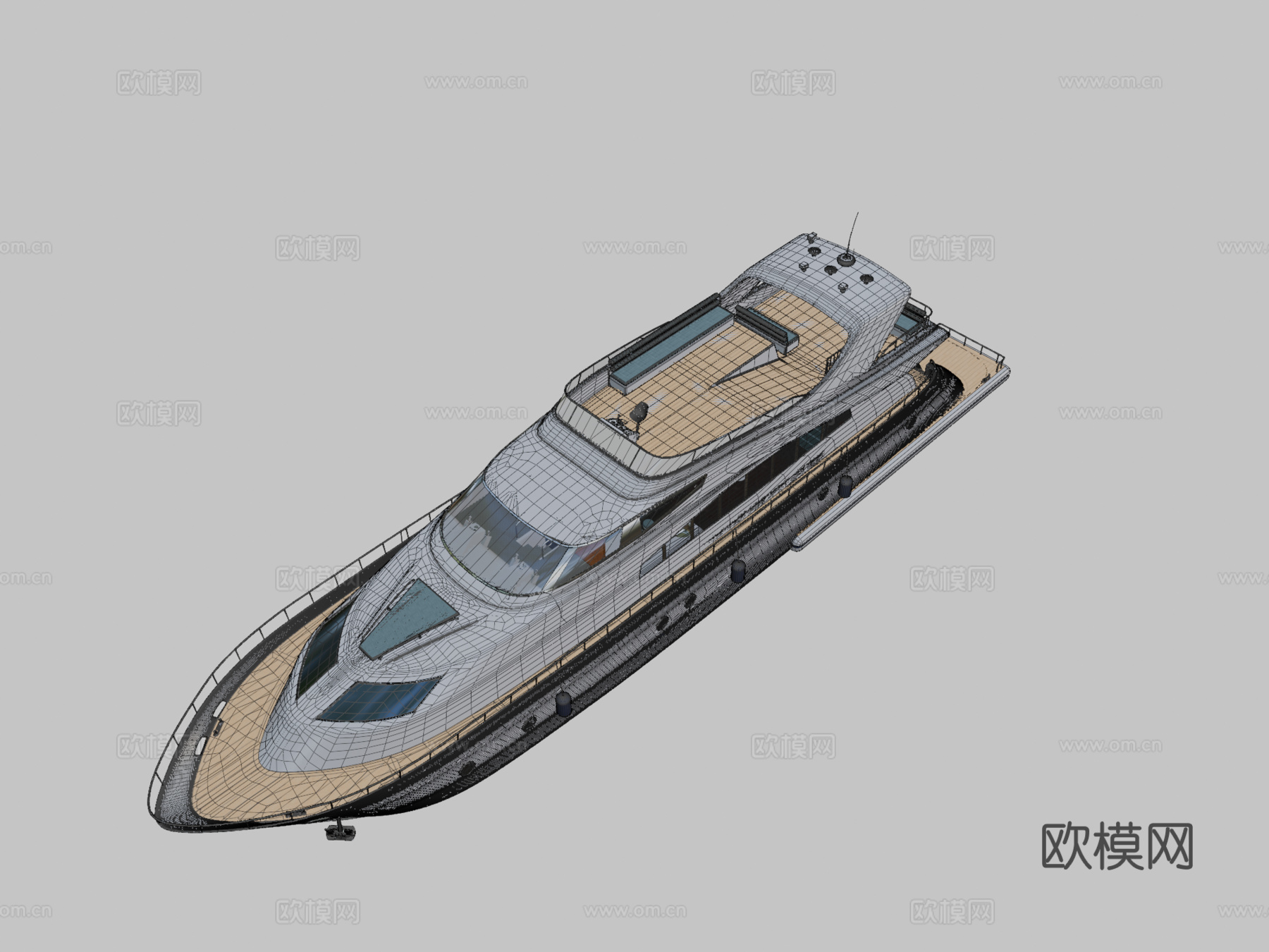 豪华游艇3d模型下载（渲染图2）