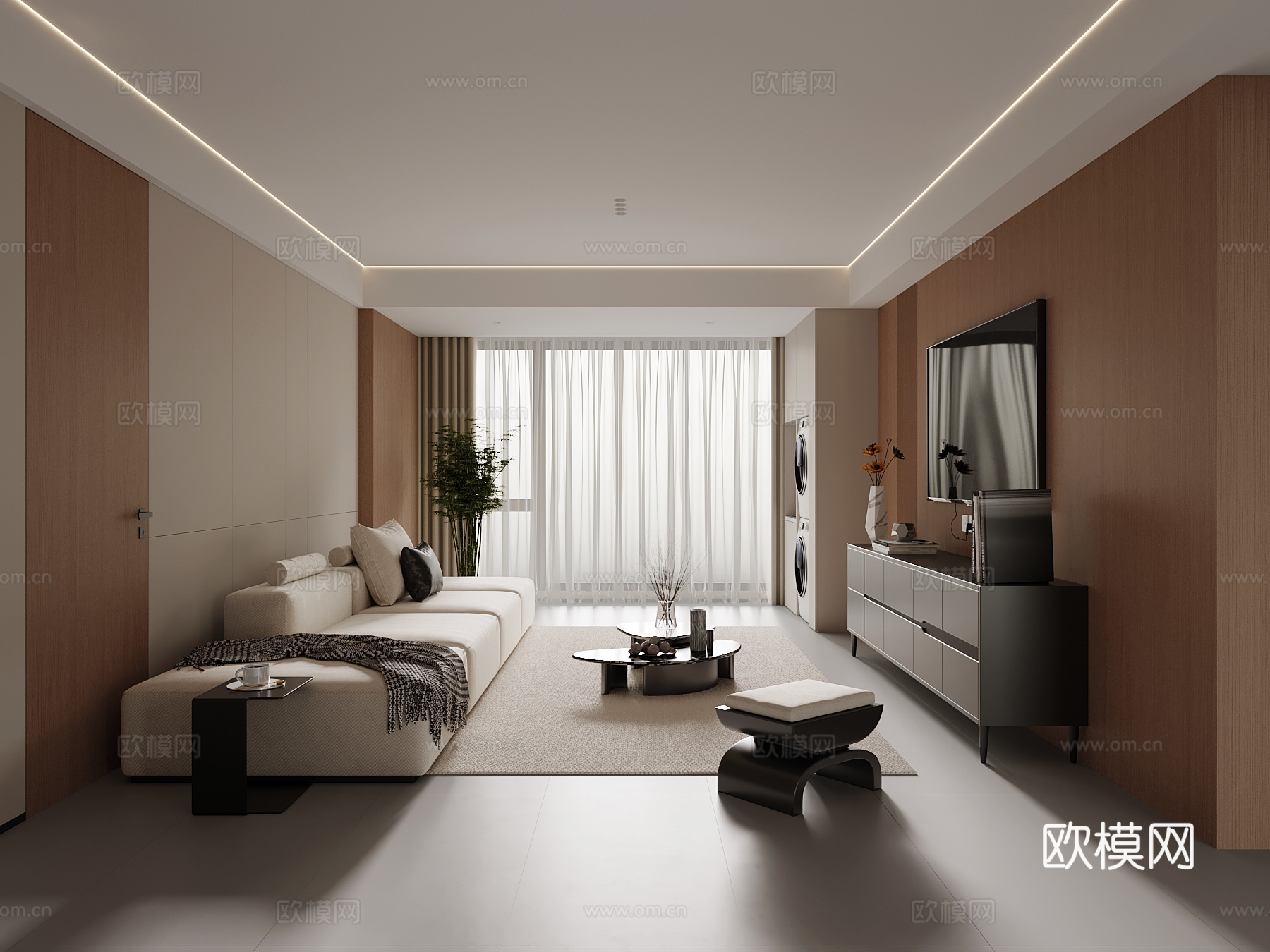 现代客厅 电视柜 沙发茶几组合su模型