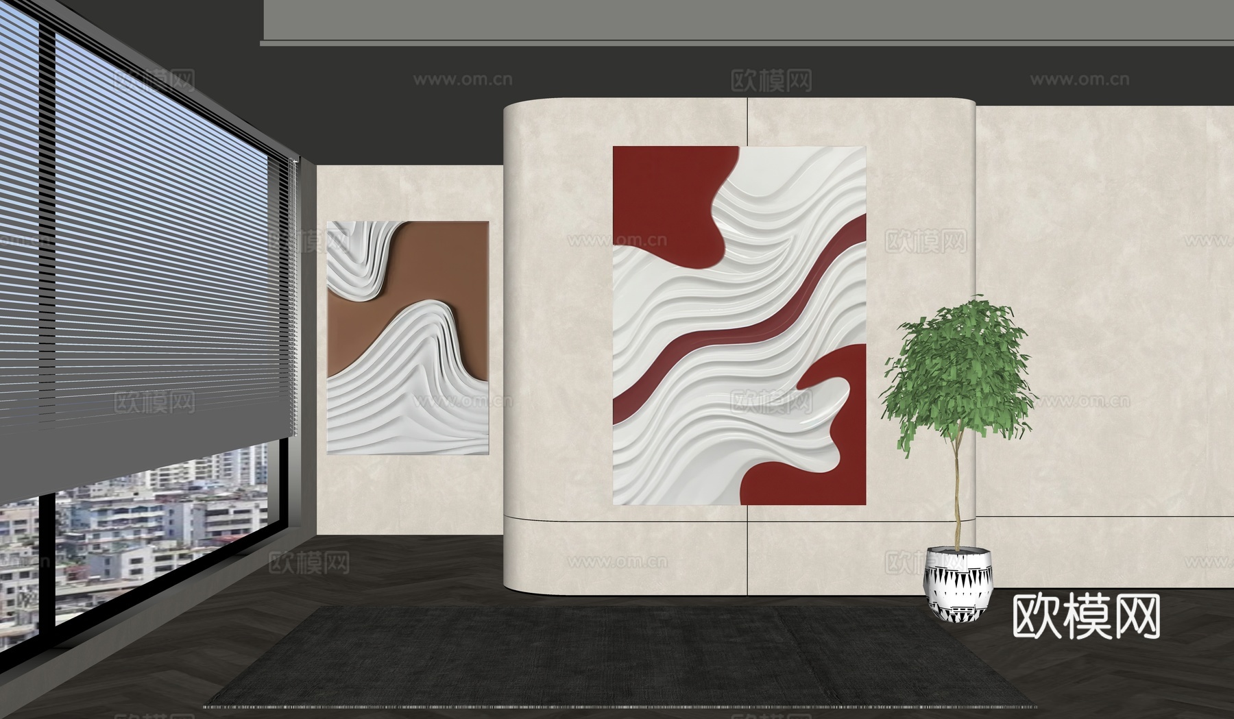 现代极简抽象画  现代装饰挂画su模型