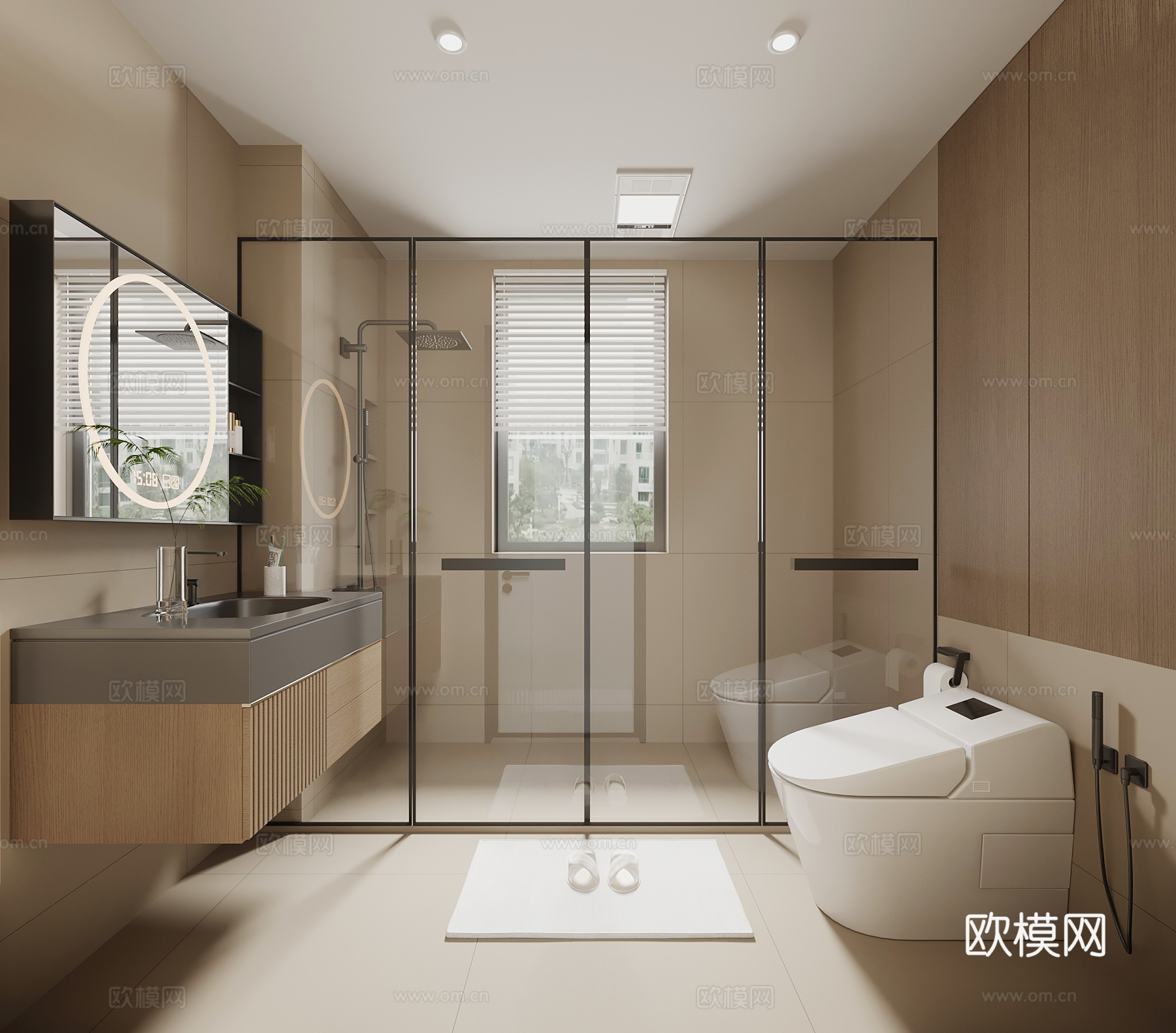现代卫生间 浴室柜 马桶su模型