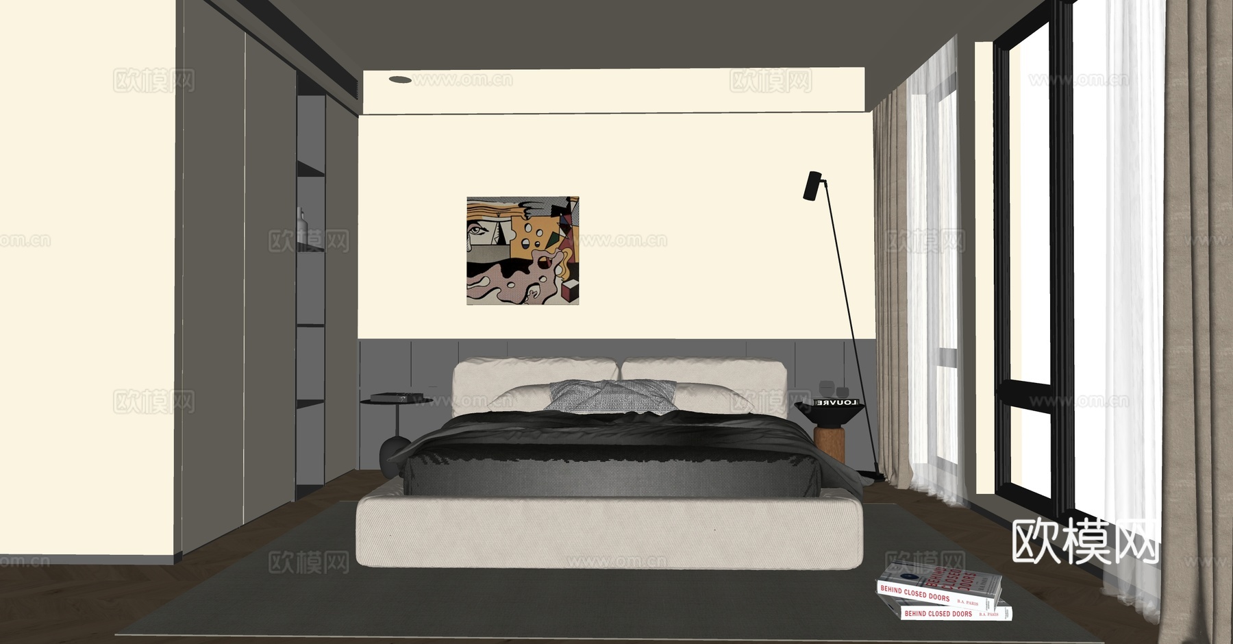现代意式卧室su模型