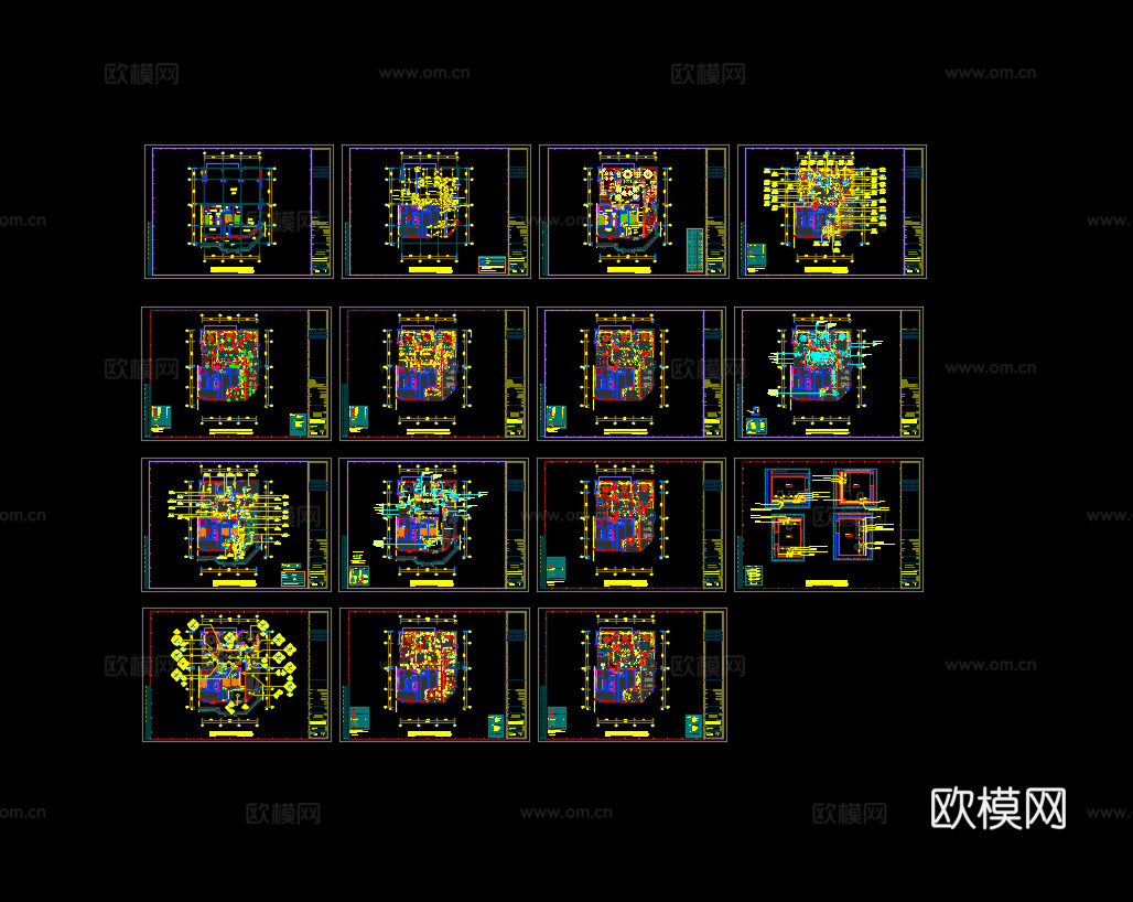 餐厅会所平面施工图cad施工图