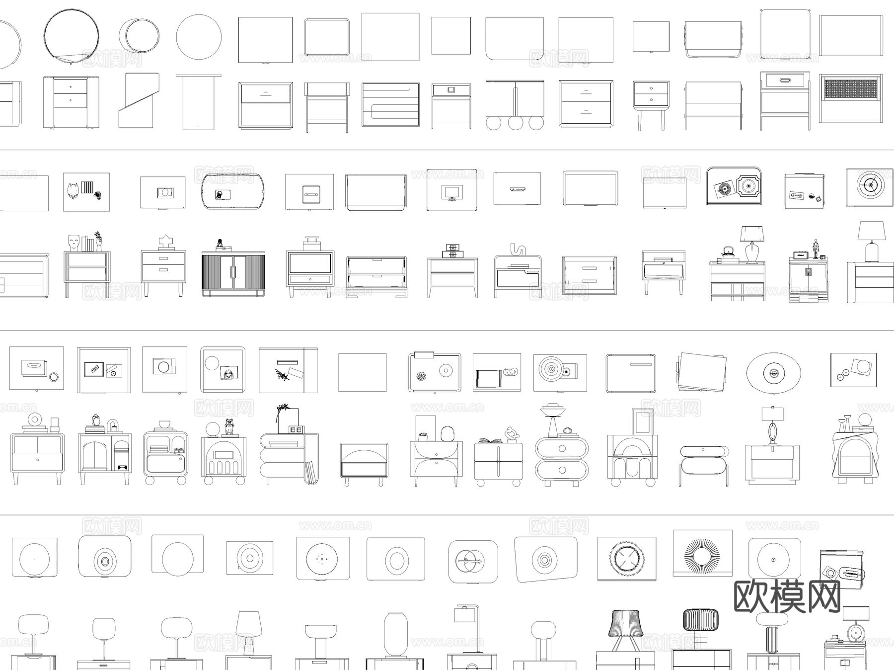 2026年最新床头柜床边柜床侧柜CAD图库cad施工图
