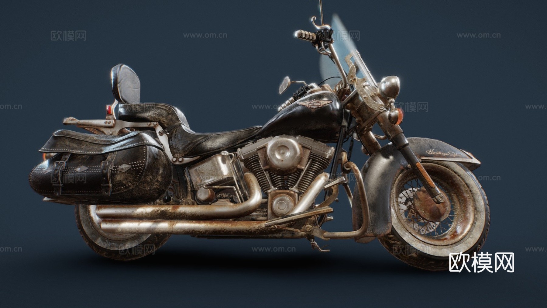 哈雷戴维森传承软尾型号3d模型下载（渲染图1）