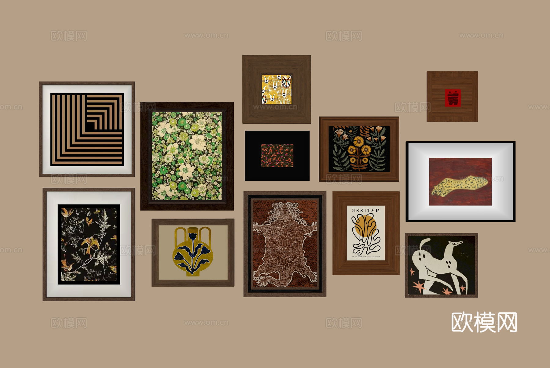 现代挂画组合su模型