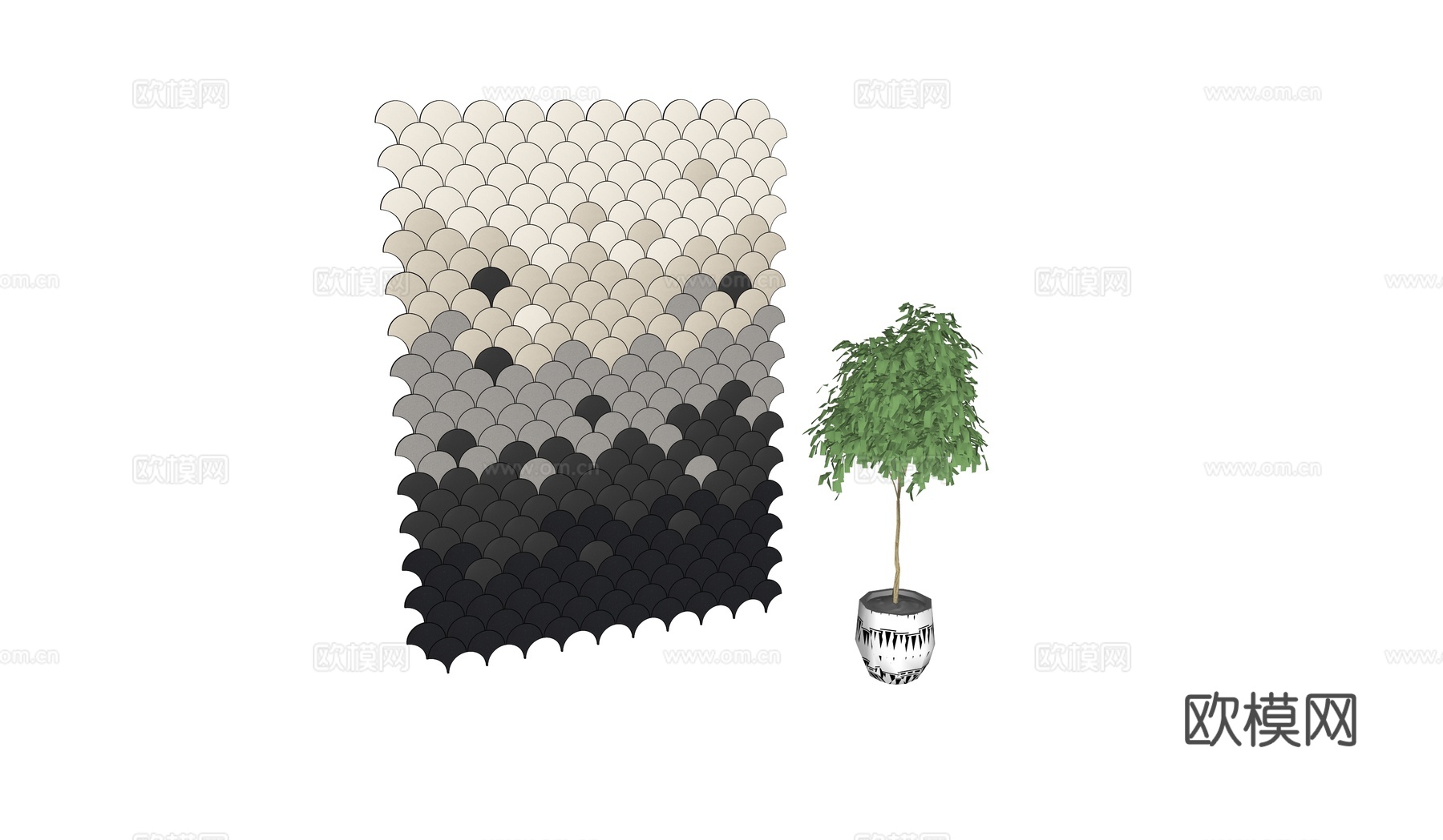 扇形渐变背景墙su模型