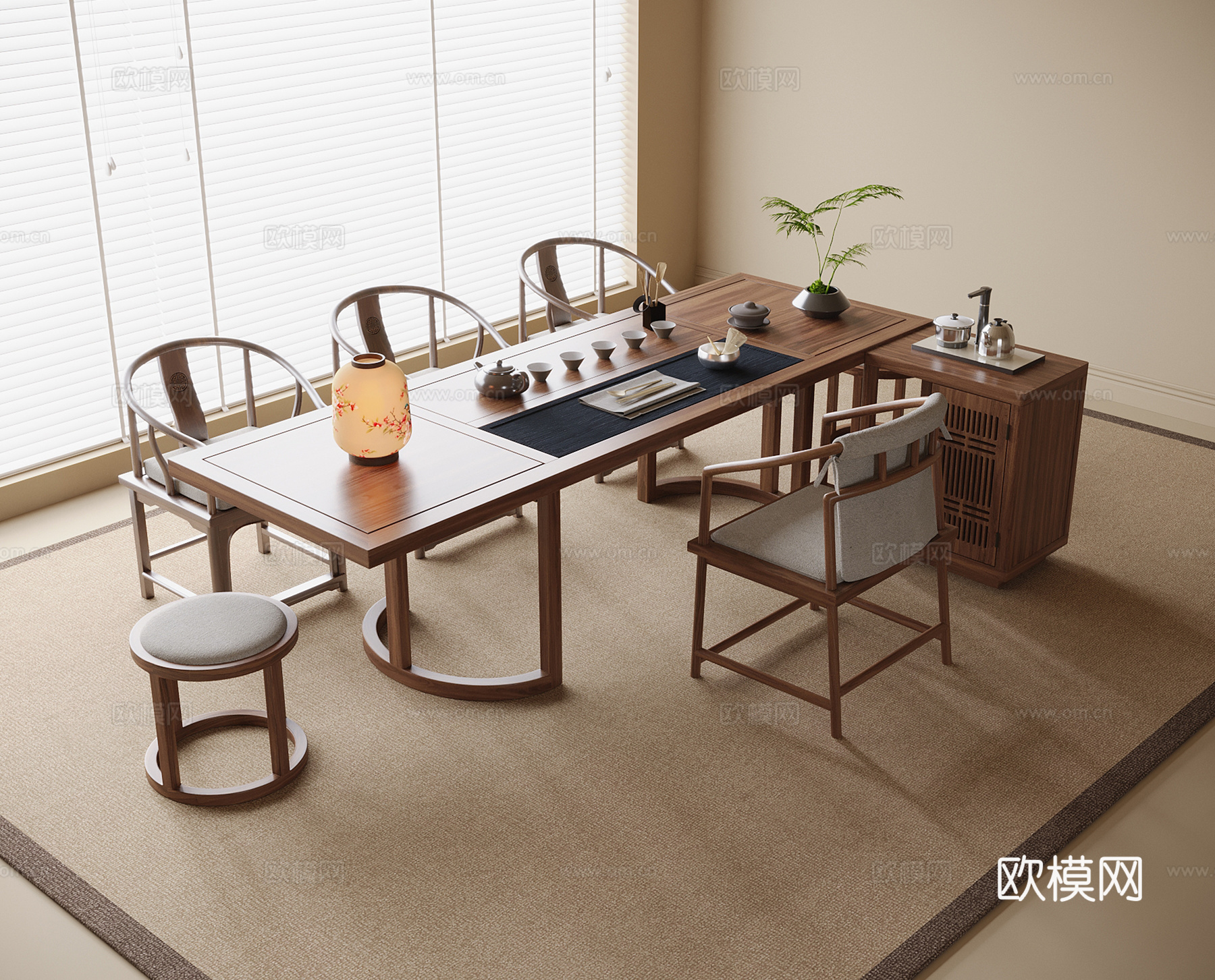 现代茶桌椅 茶桌 茶椅su模型