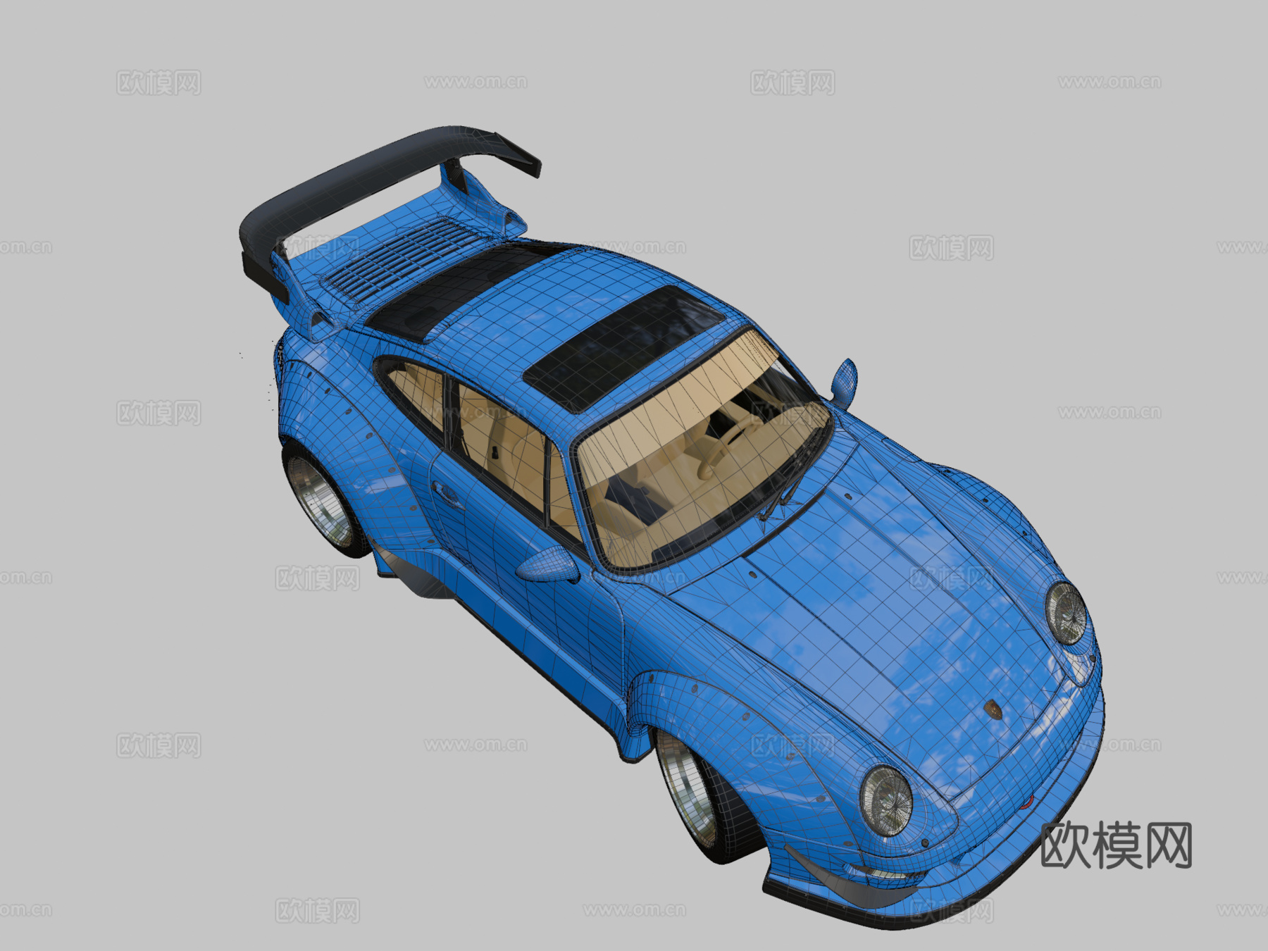 保时捷911 RWB（993）3d模型下载（渲染图2）