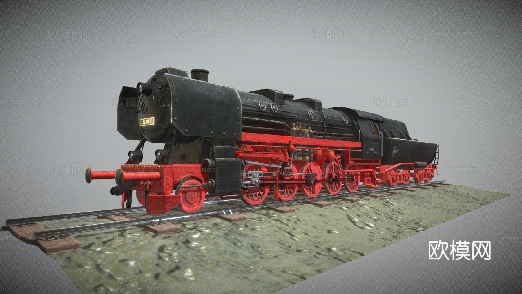 BR52蒸汽机车动画3d模型下载（渲染图1）