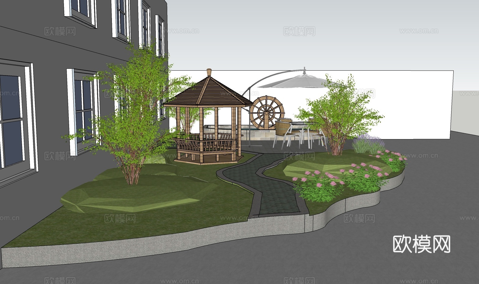 休闲区小游园su模型