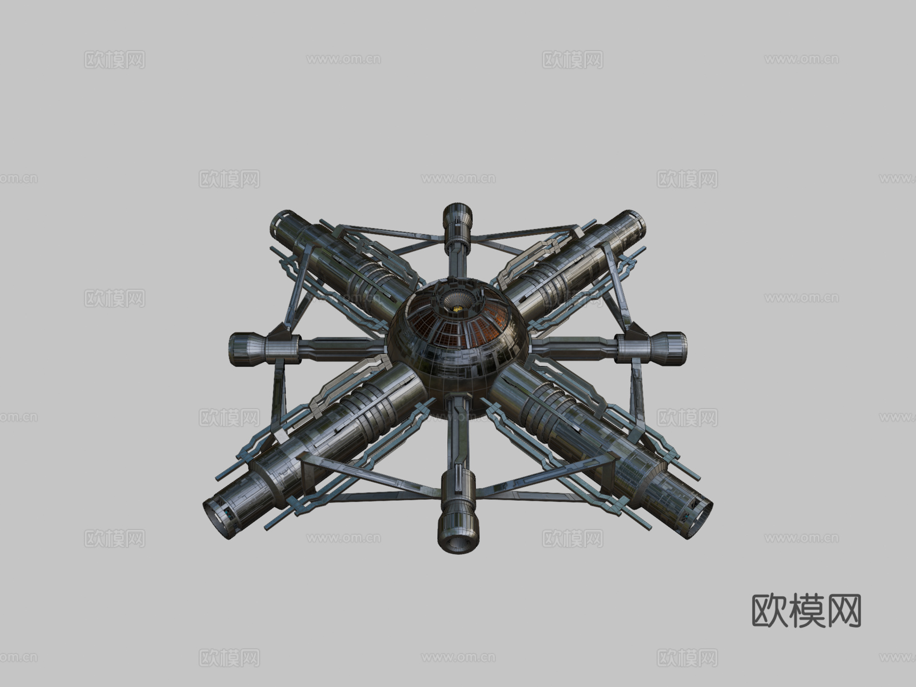 科幻空间站 - 转子枢纽3d模型下载（渲染图2）