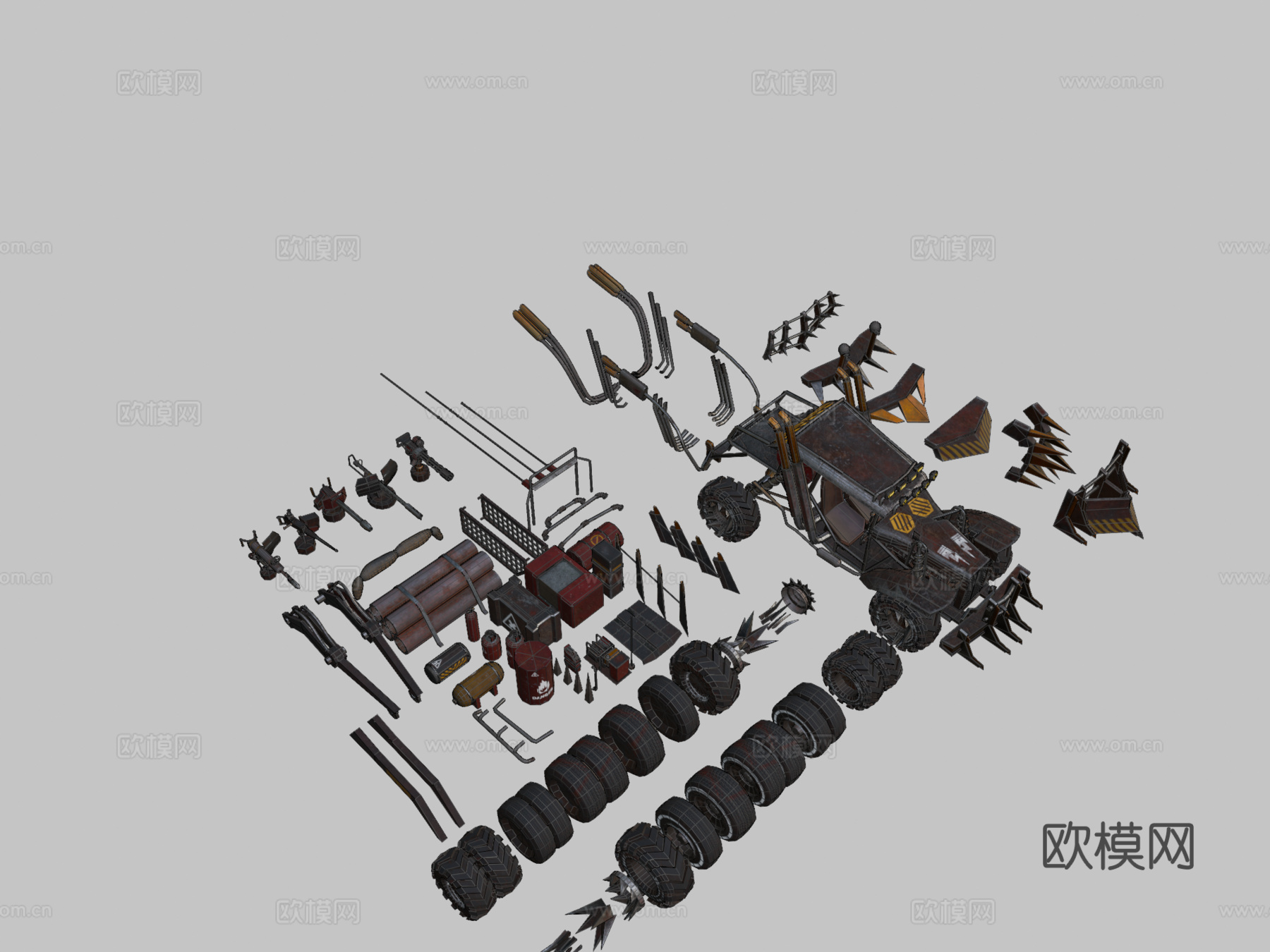 末日越野车模块化包3d模型下载（渲染图2）