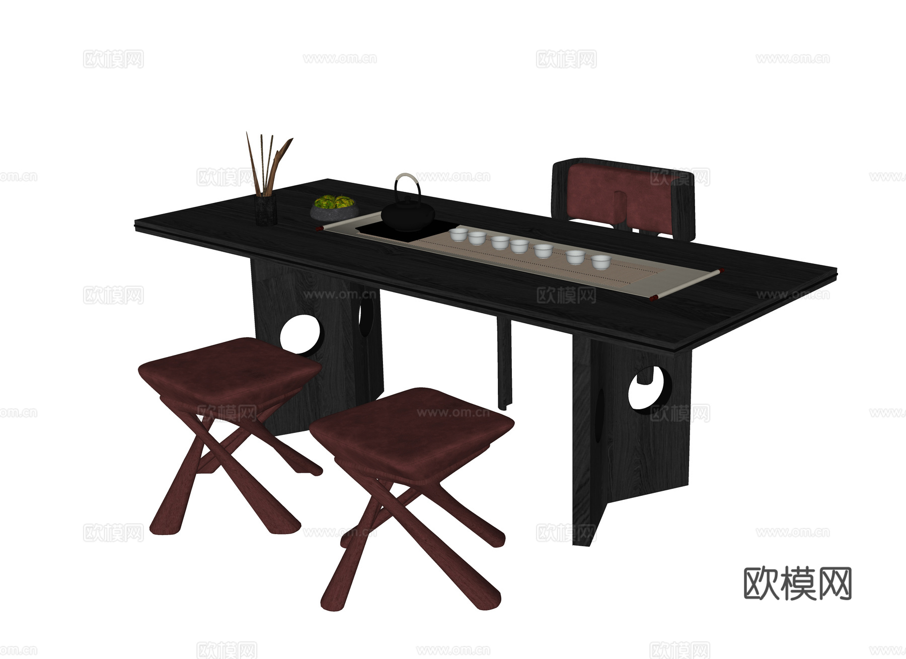 现代茶桌椅su模型