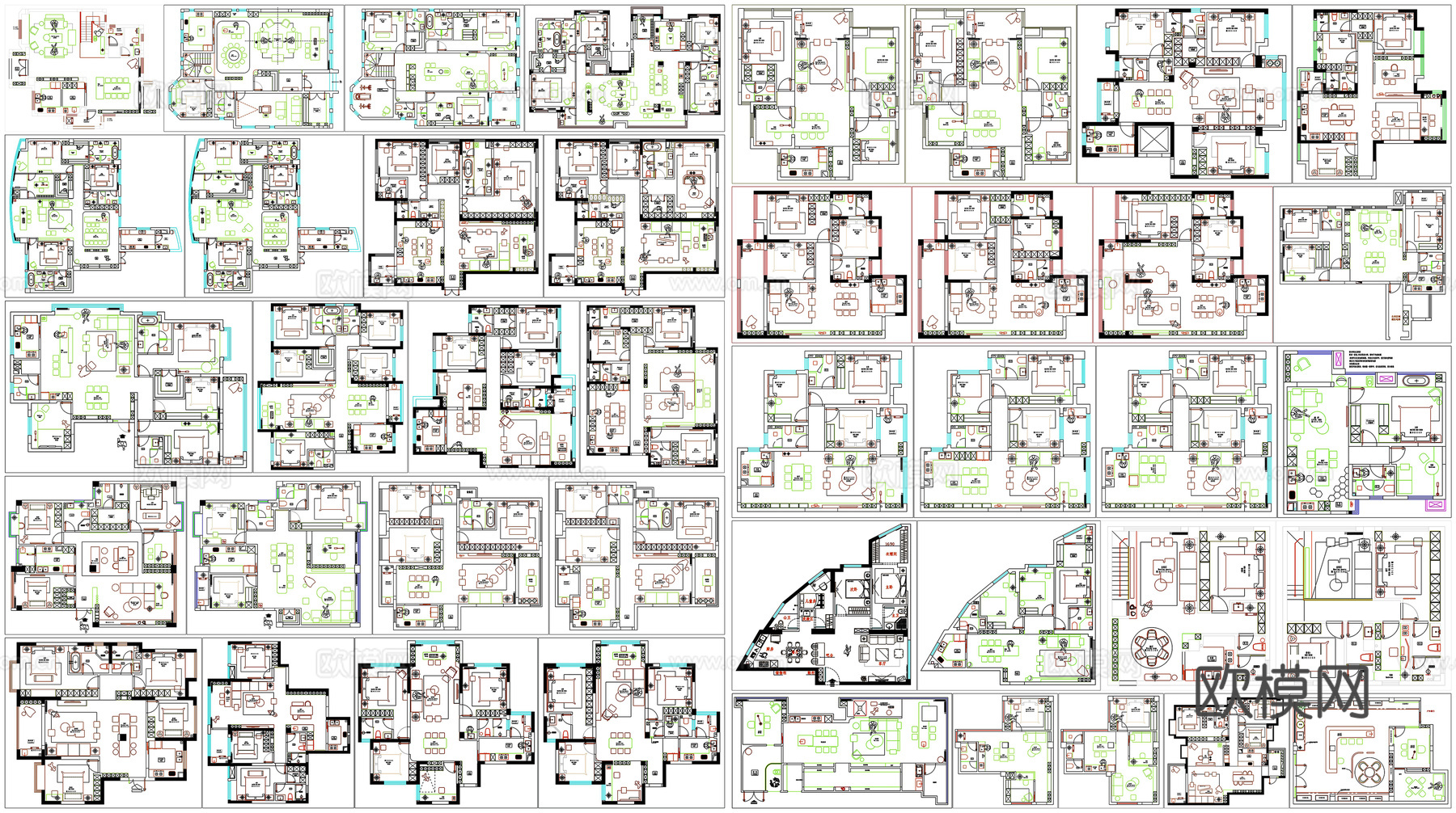 户型优化家装户型图室内设计平面布置家具布局图方案CAD素材图cad施工图