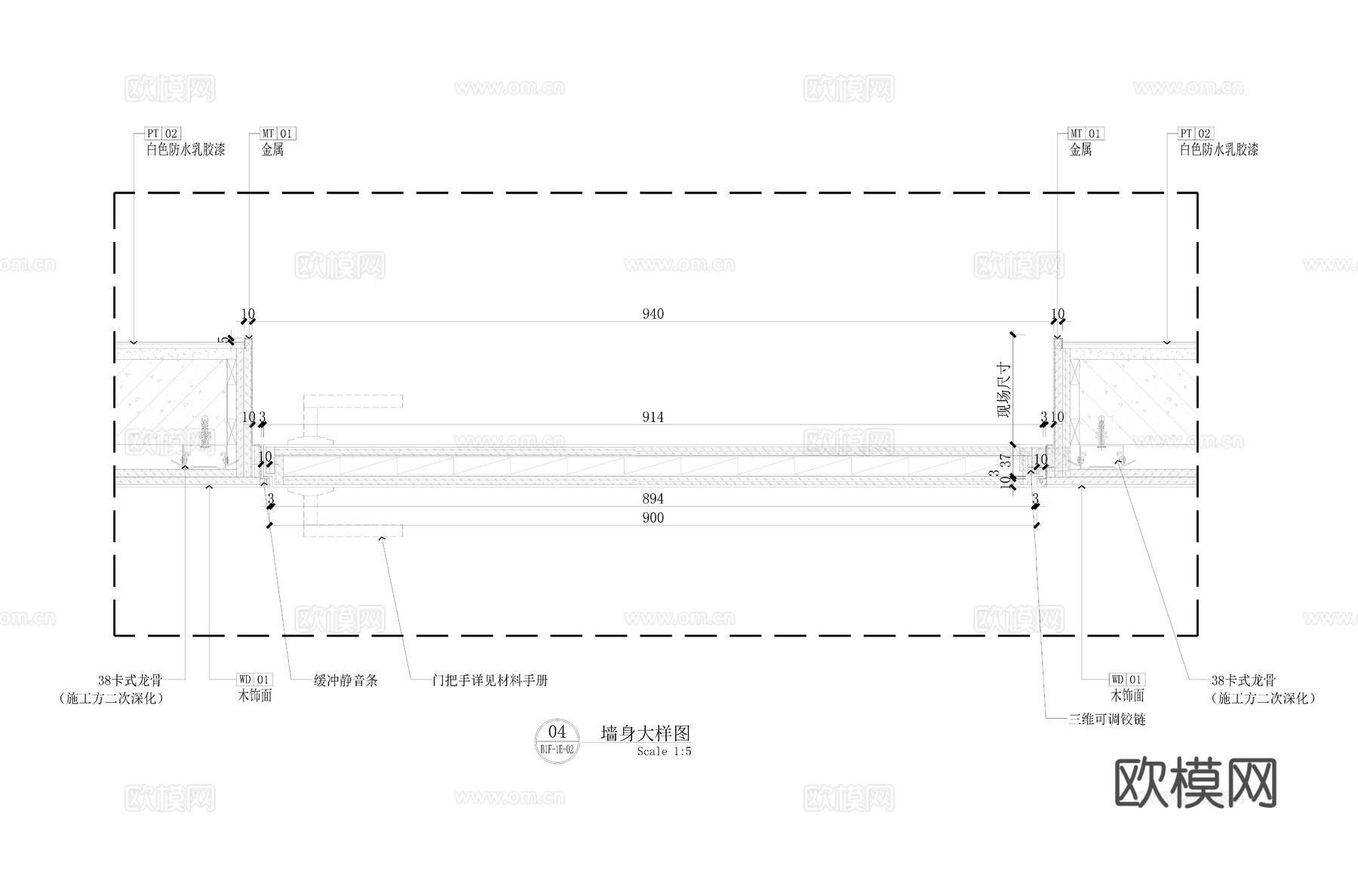 隐形门节点cad施工图