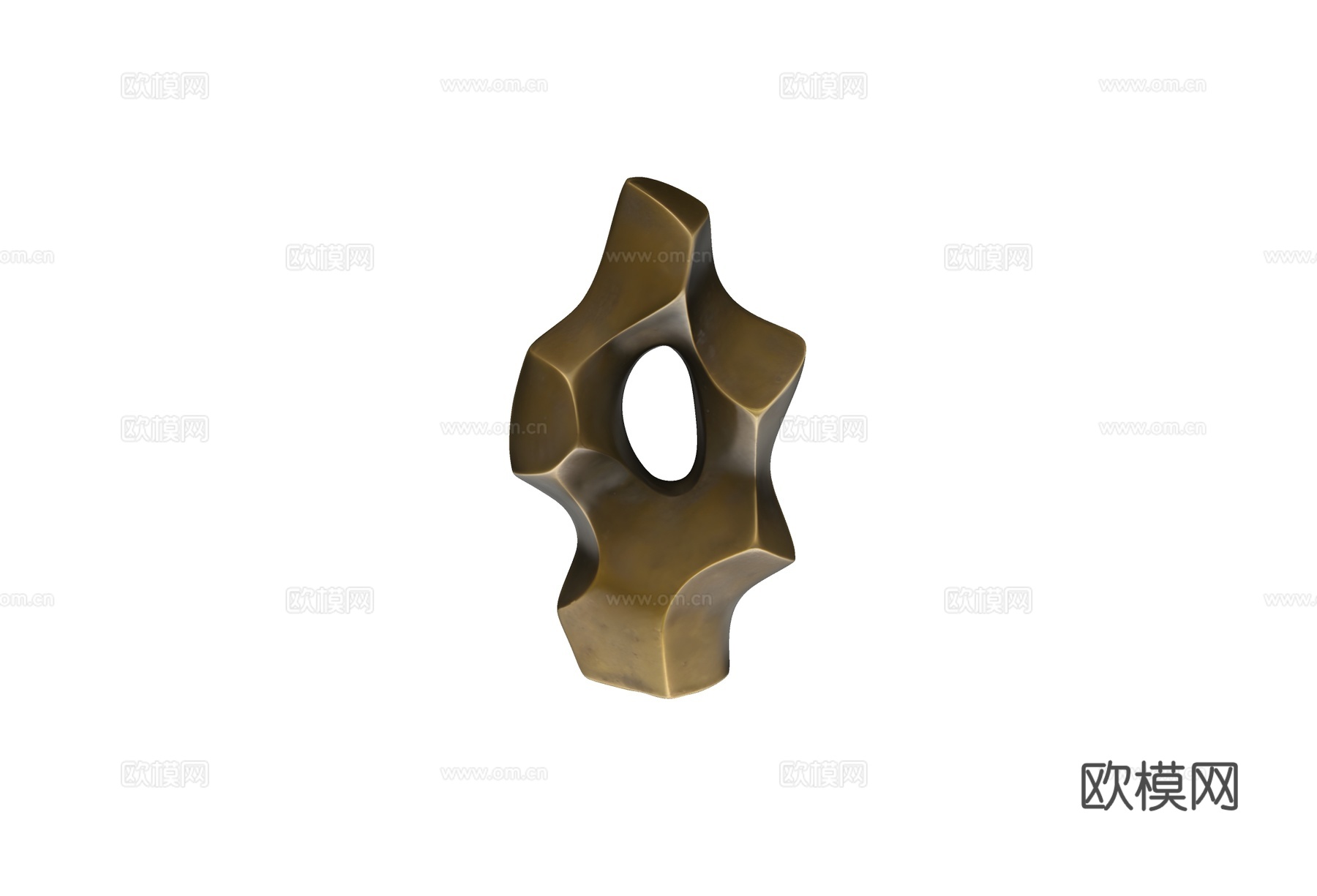 现代新中式抽象青铜雕塑摆件su模型