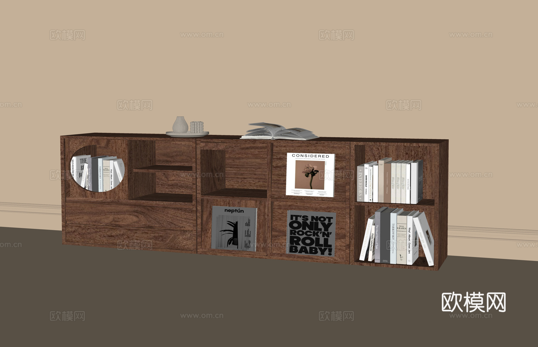 现代矮书柜su模型