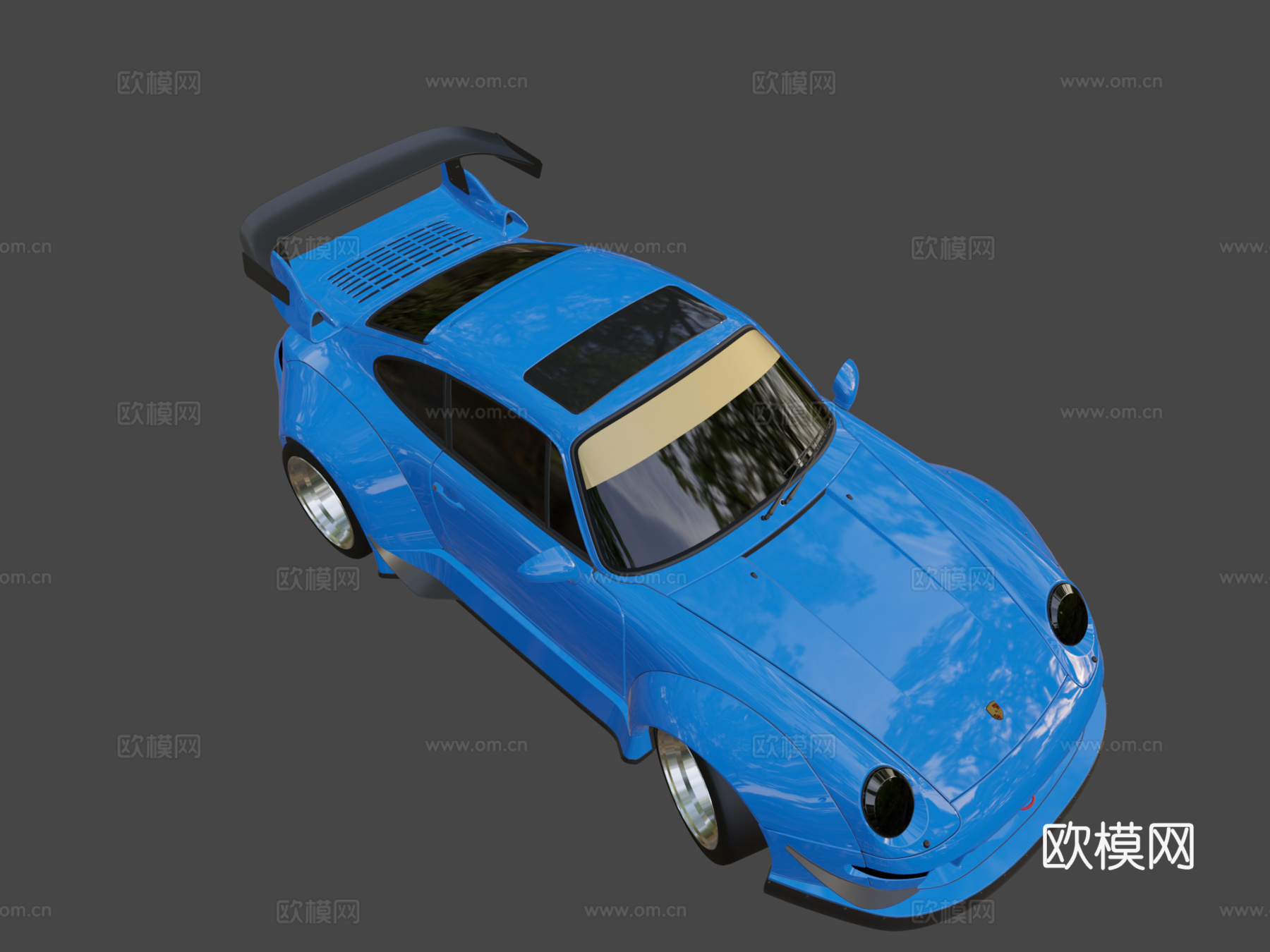 保时捷911 RWB（993）3d模型下载（渲染图1）