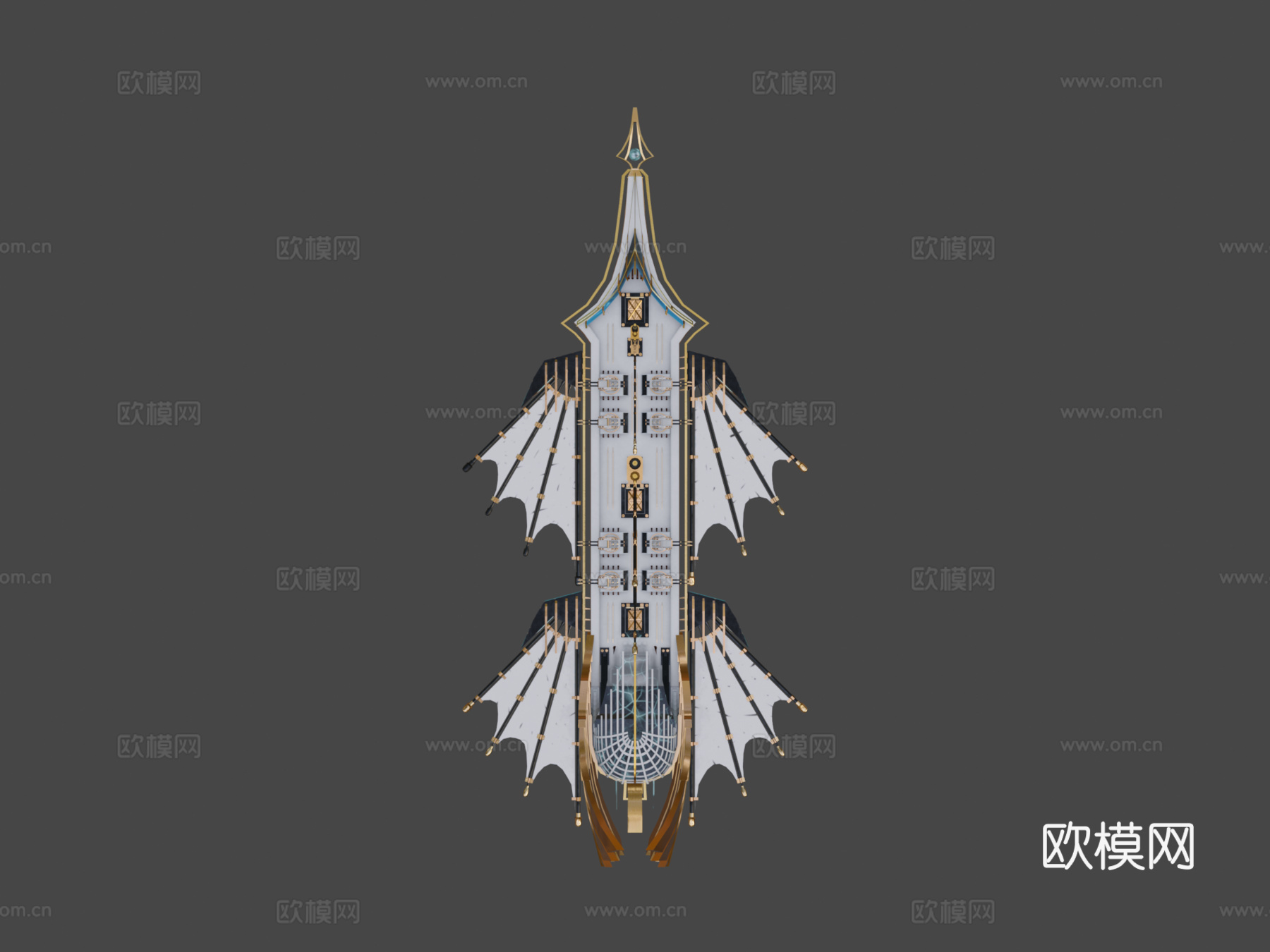 蒸汽朋克船概念3d模型下载（渲染图7）