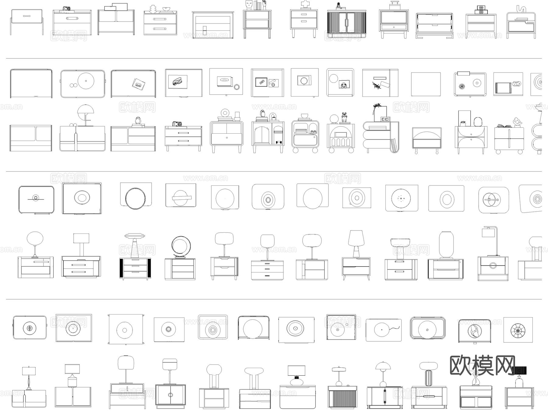2026年最新床头柜床边柜床侧柜CAD图库cad施工图