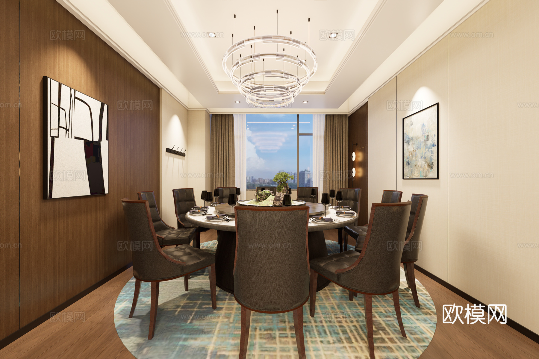 现代餐厅包厢su模型