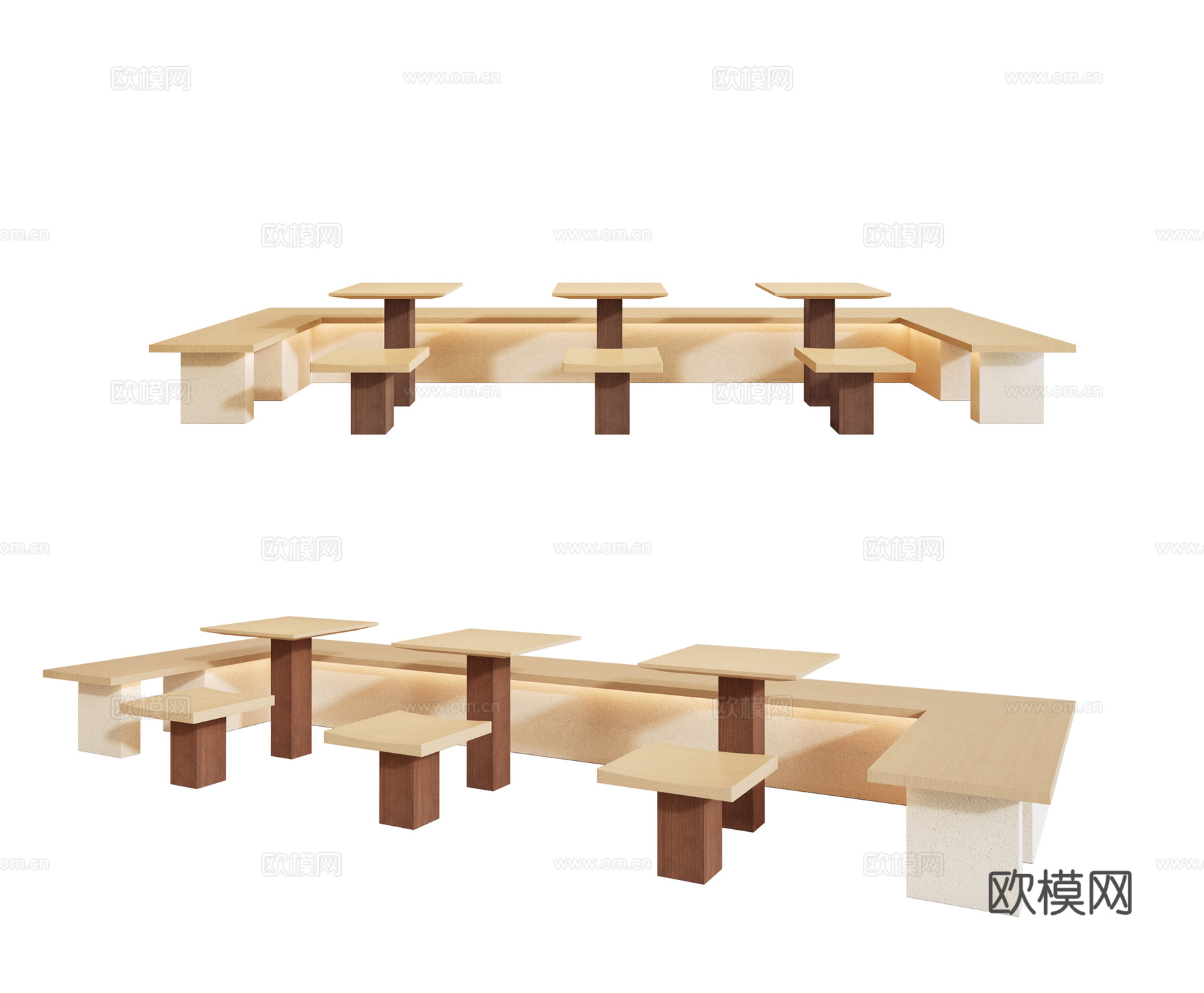 现代公共座椅 休闲座椅 坐凳 桌椅组合su模型