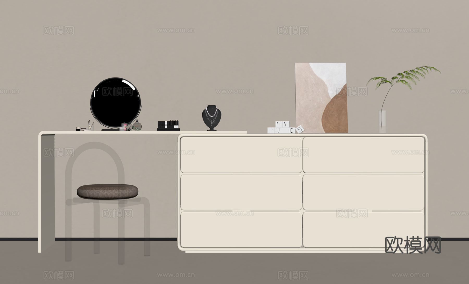 现代梳妆台su模型