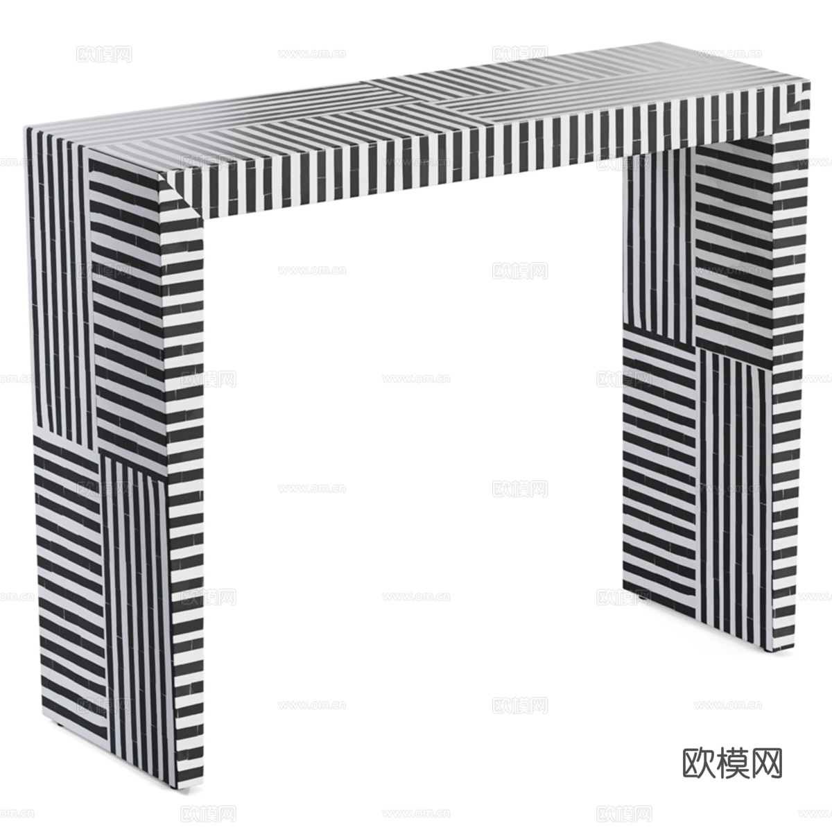 Loft概念骨镶嵌边柜3d模型下载