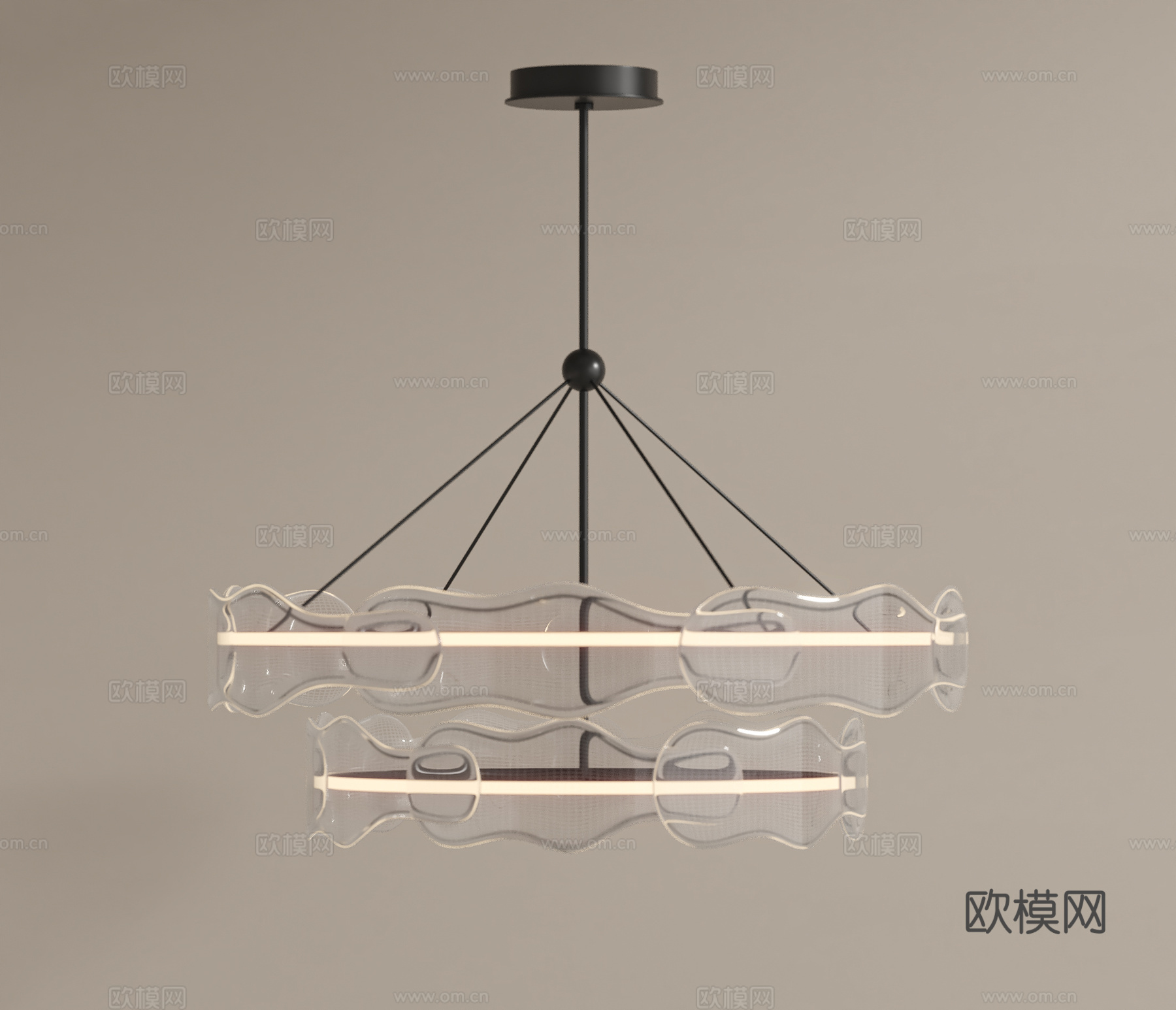 现代艺玻璃吊灯su模型
