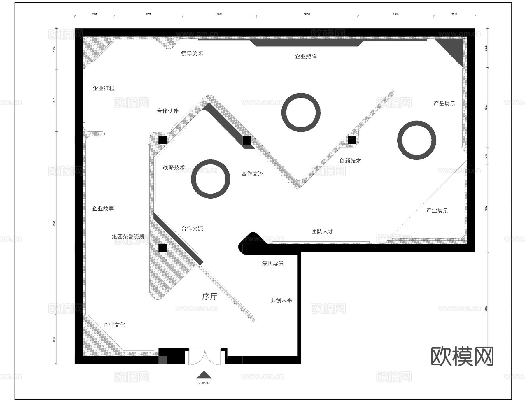 展馆展厅平面图15套cad施工图