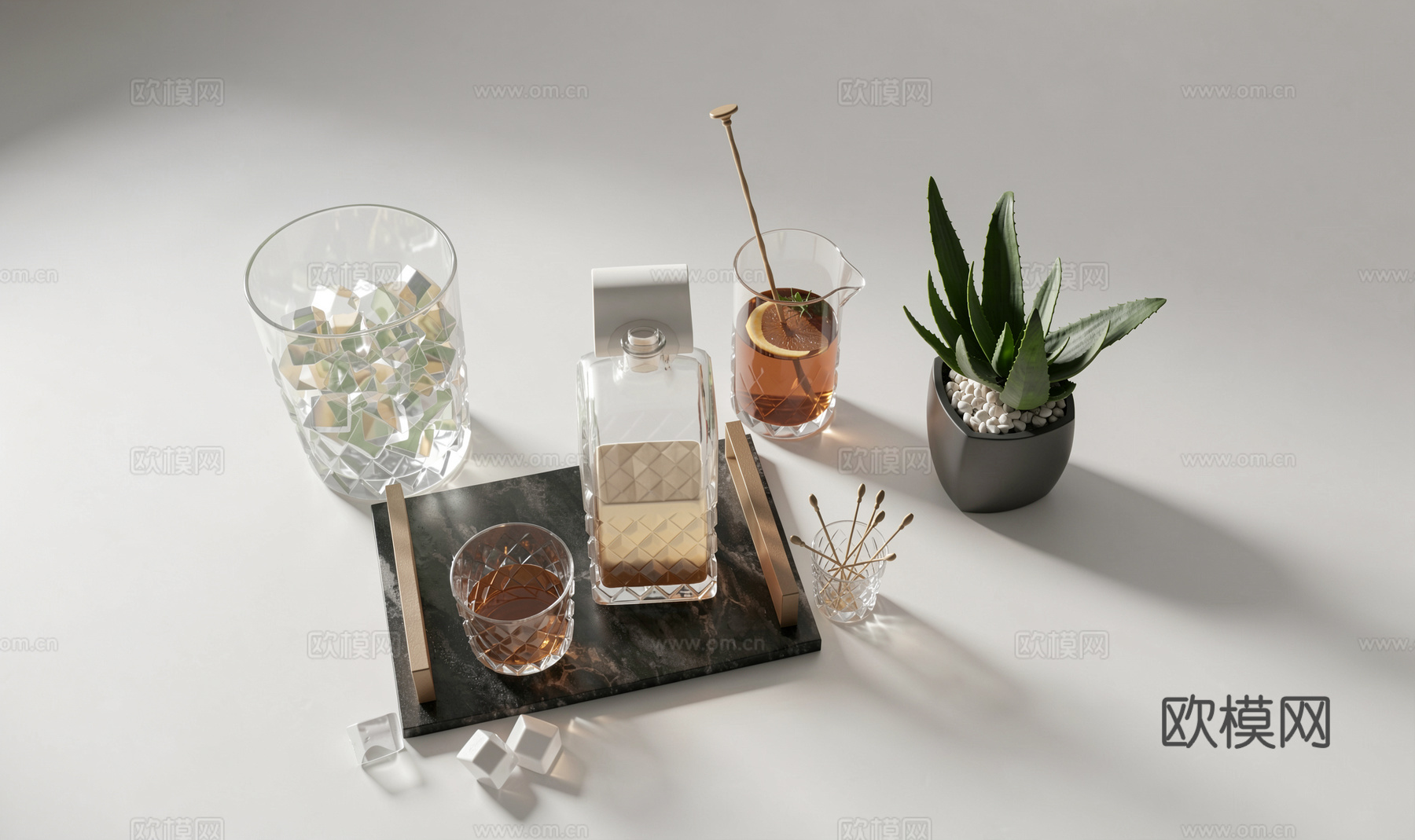 现代酒具杯子su模型