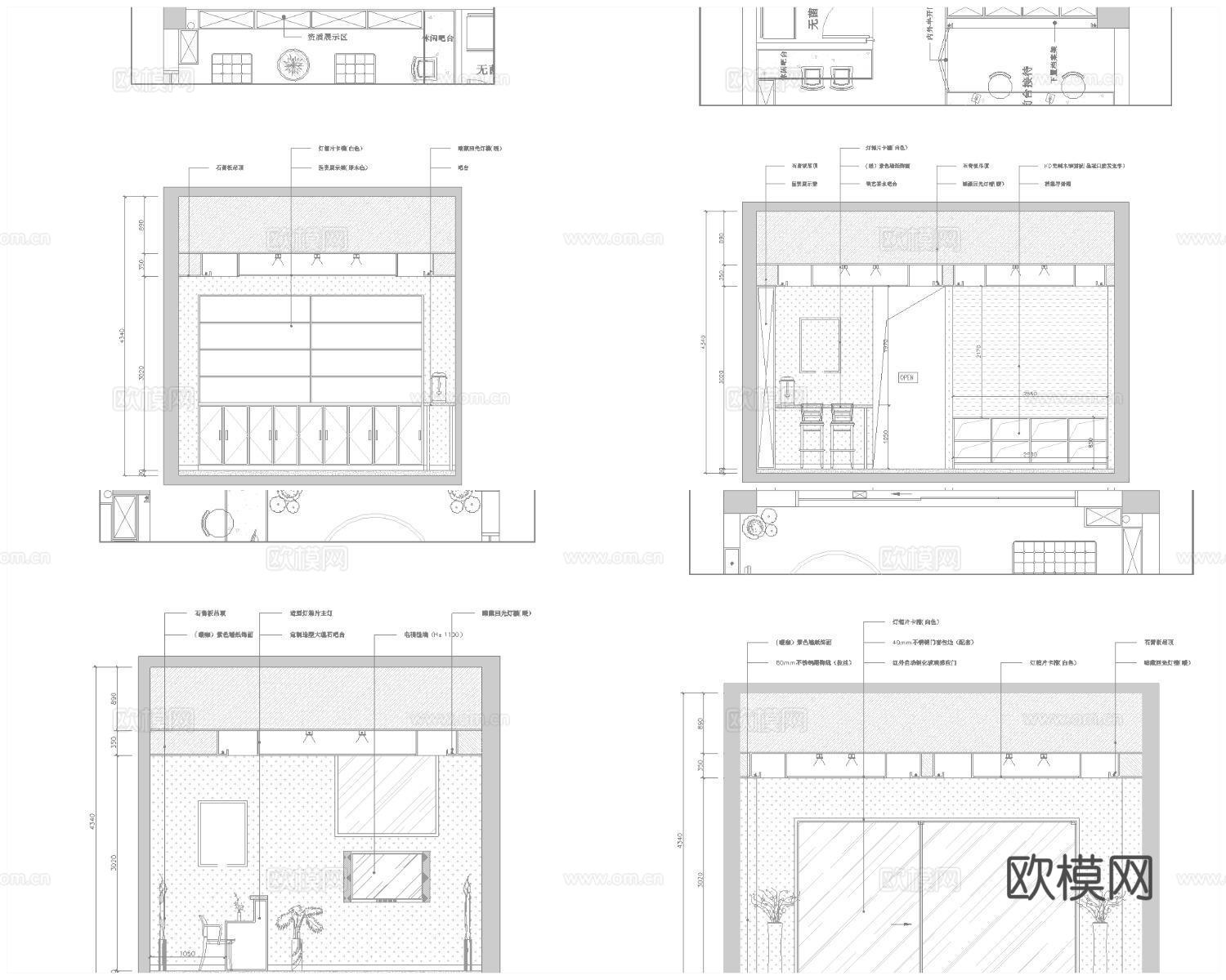 最新3套牙科医院诊所全套 效果图 施工图设计cad施工图